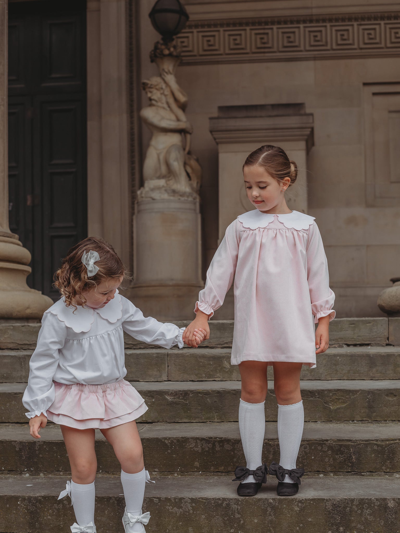'Kitty' pink scallop collar babycord dress - Rose & Albert