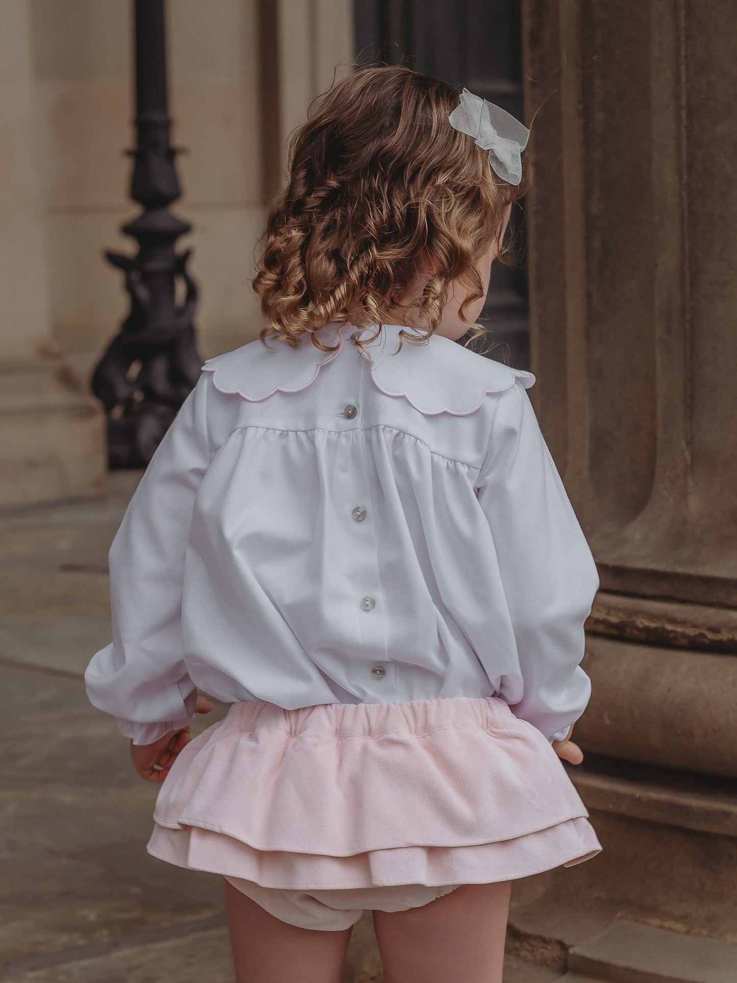 'Kitty' pink scallop collar babycord dress - Rose & Albert