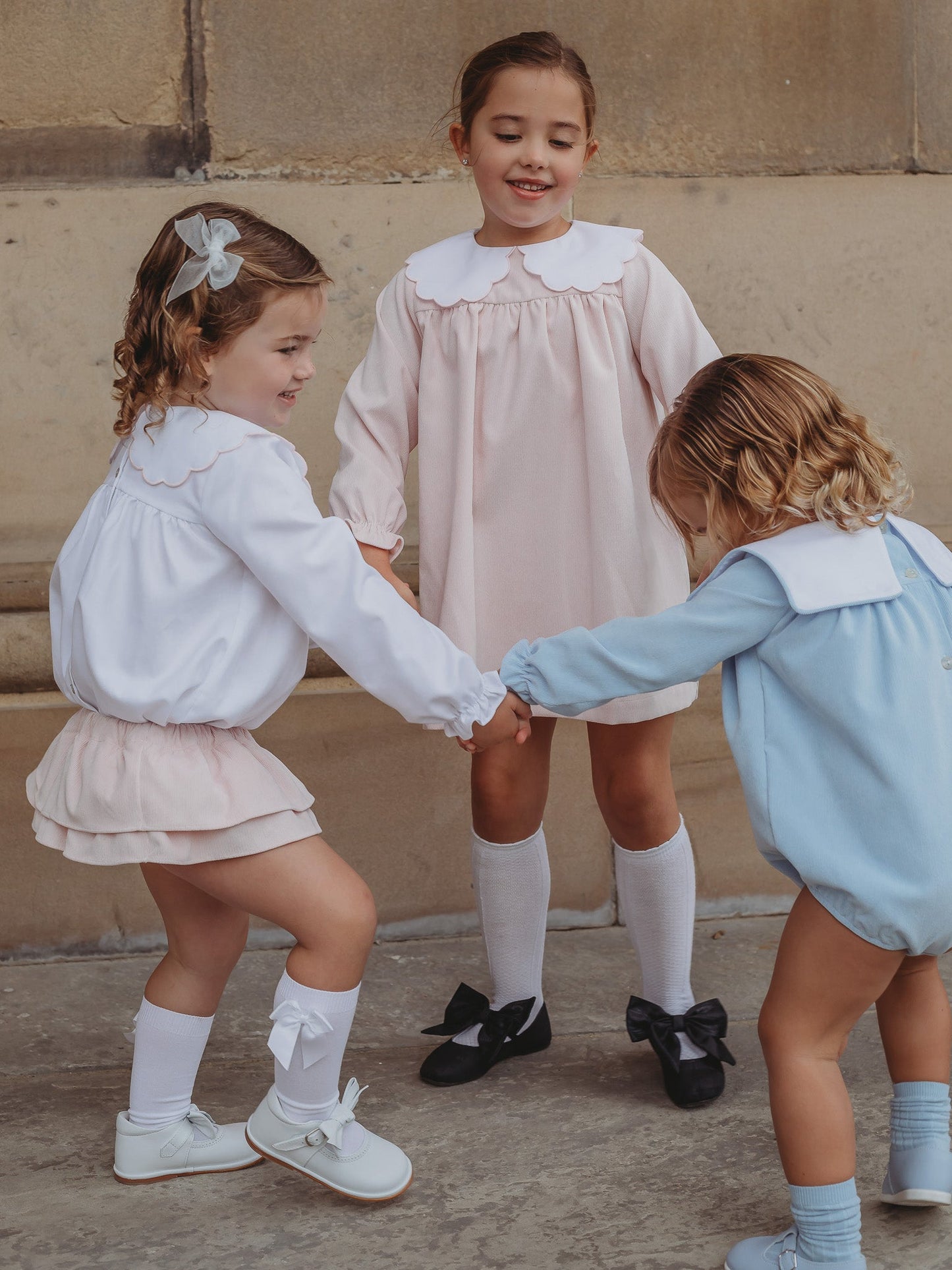 'Kitty' pink scallop collar babycord dress - Rose & Albert