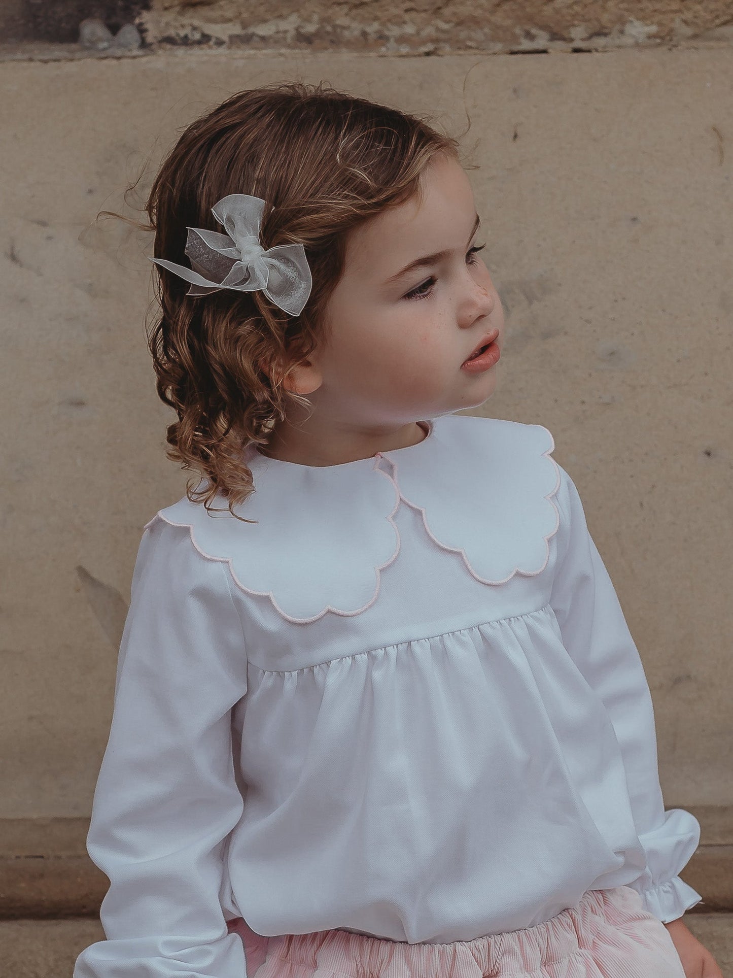 'Kitty' pink scallop collar babycord dress - Rose & Albert