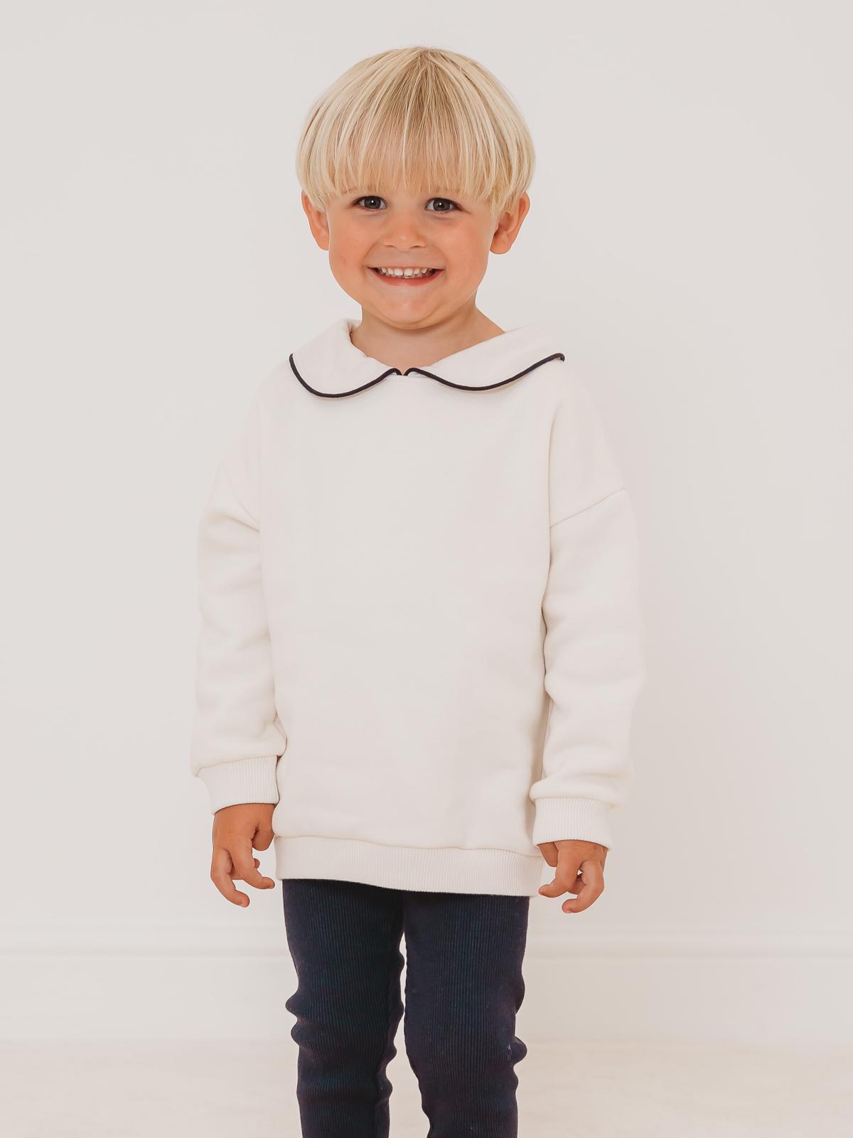 'Ari' Ivory peter pan collar sweatshirt & navy ribbed legging set - Rose & Albert