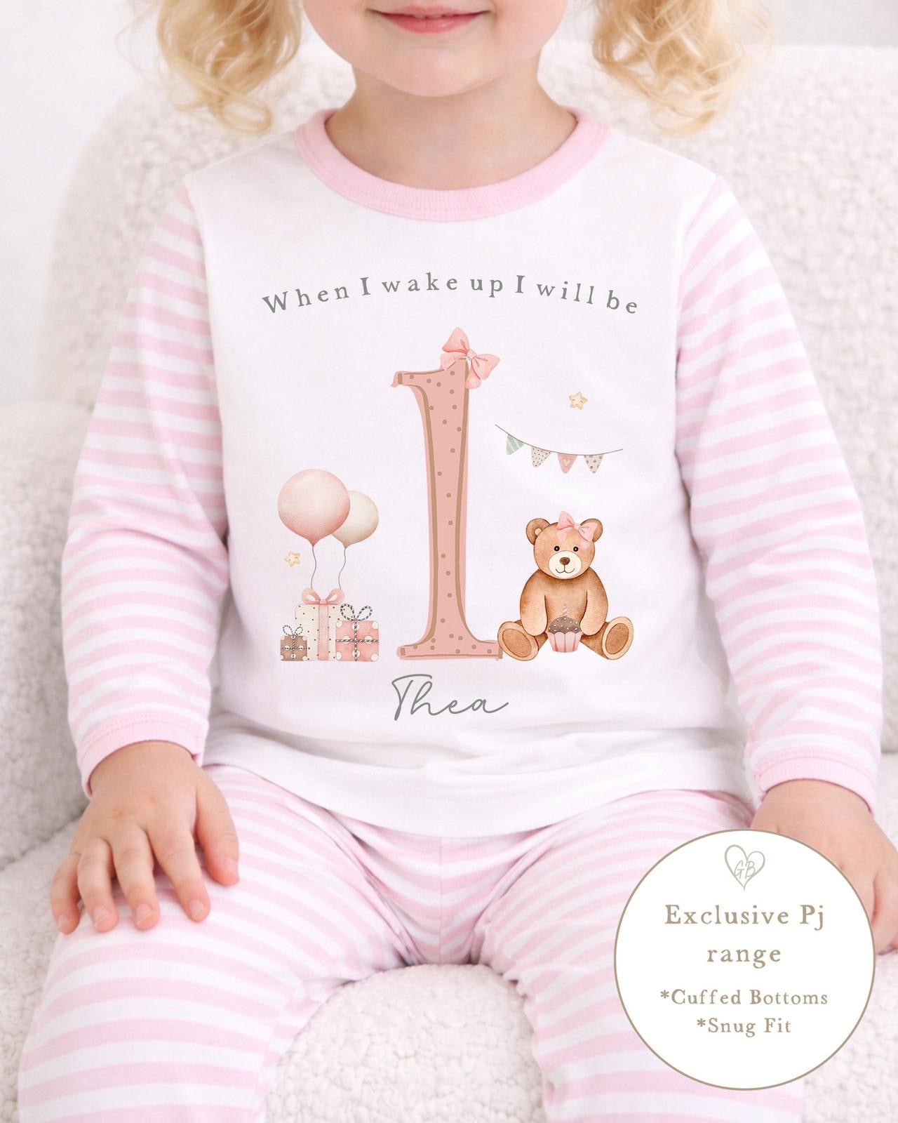 Personalised Stripe Birthday Pyjamas Beary First Design