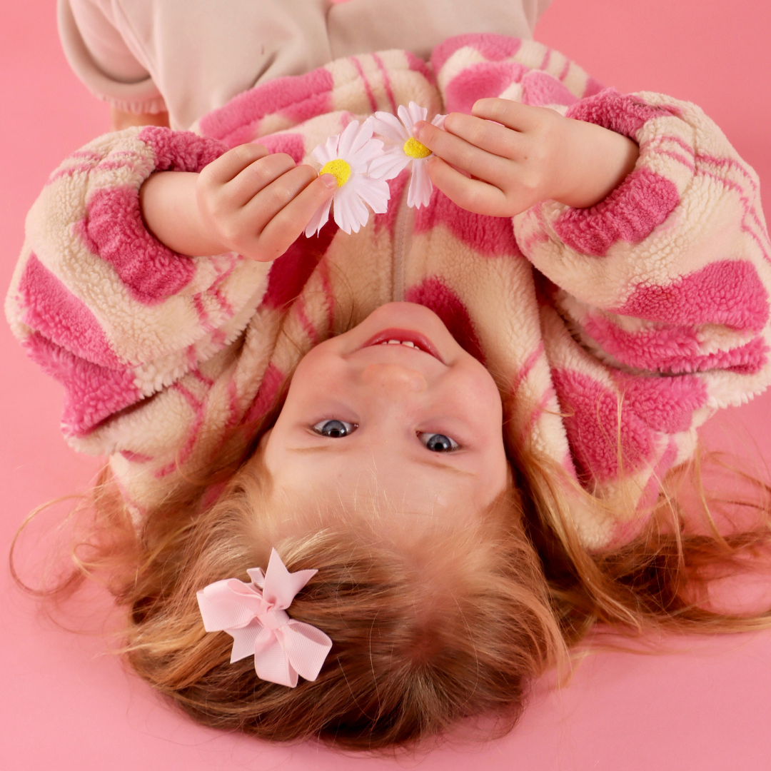 Soft Heart Print Fleece for girls — White Daisy
