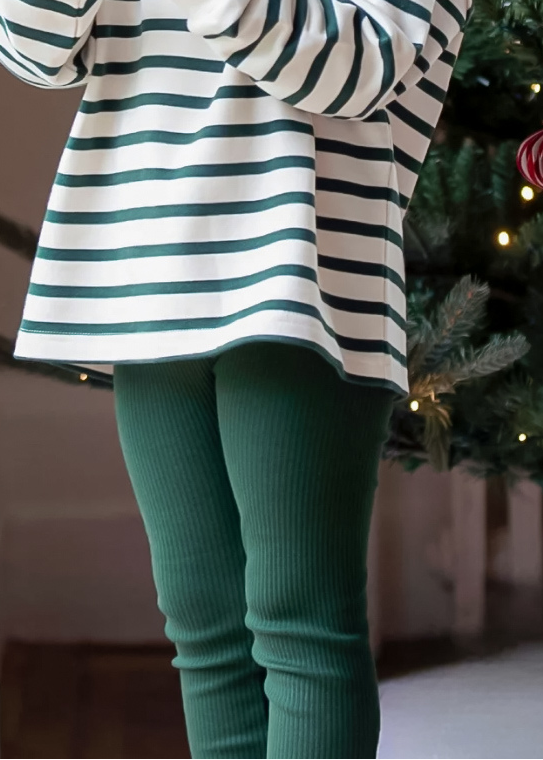 Ribbed Leggings in Green