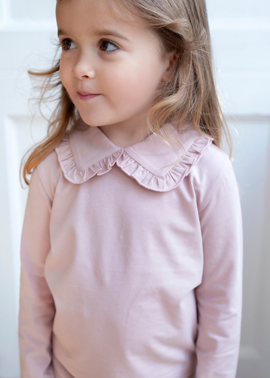 Cotton Frill Collar Top in Pink