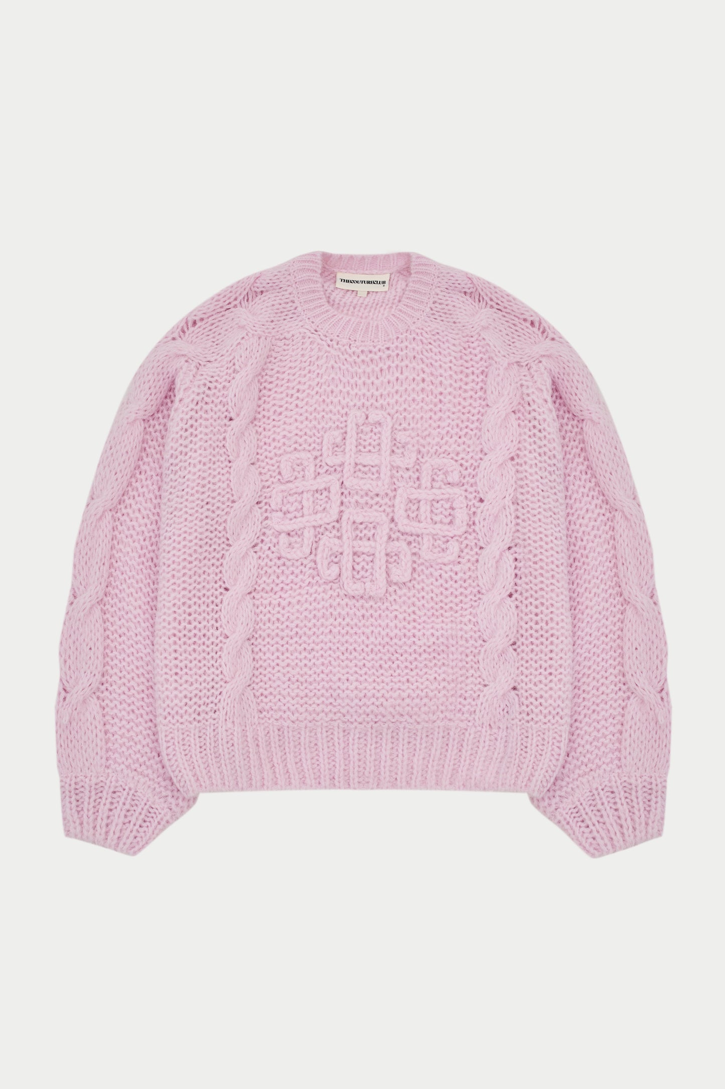 EMBLEM PLAITED OVERSIZED KNIT JUMPER - PINK