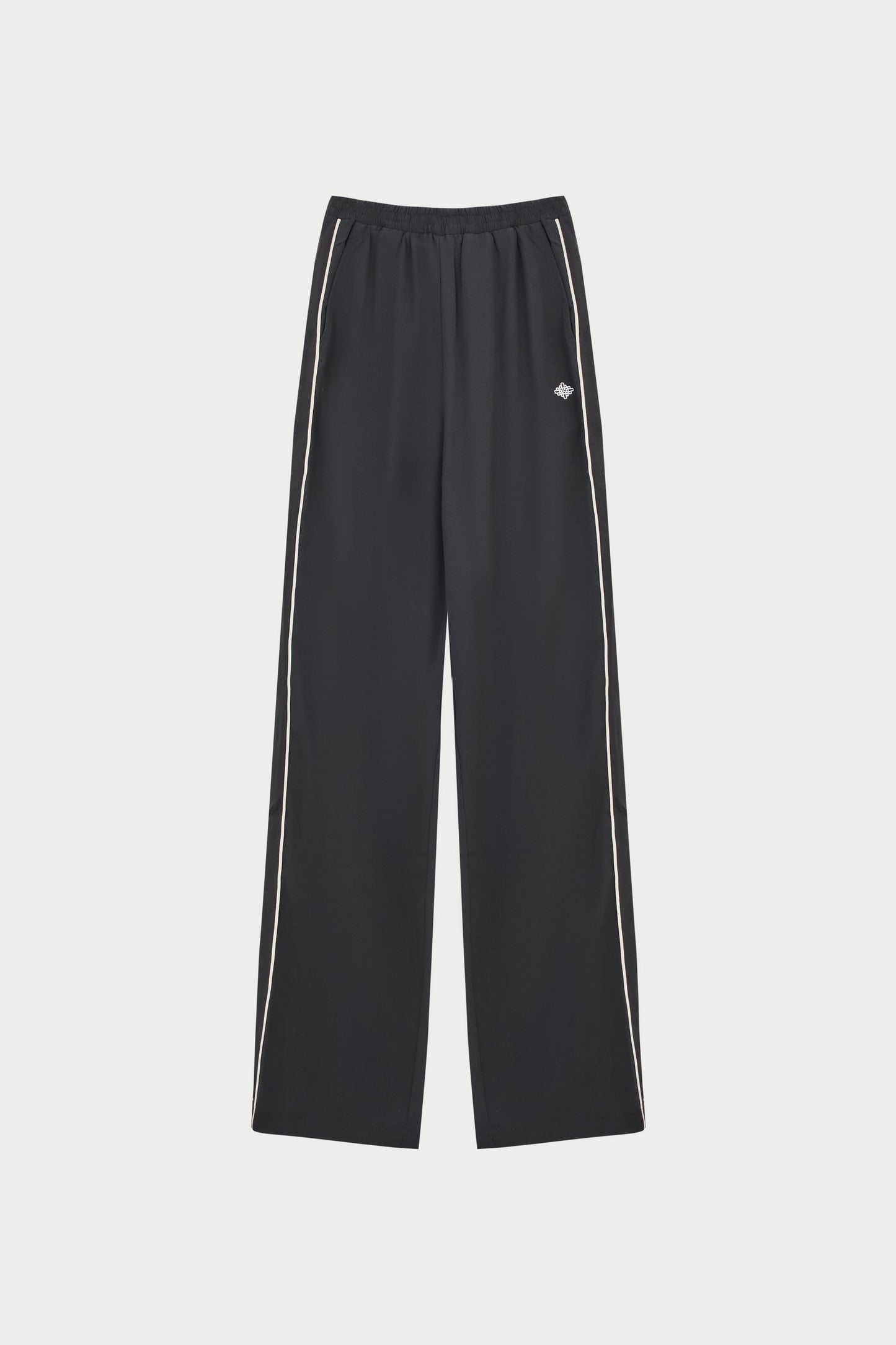 EMBLEM PIPED STRAIGHT LEG JOGGERS - BLACK