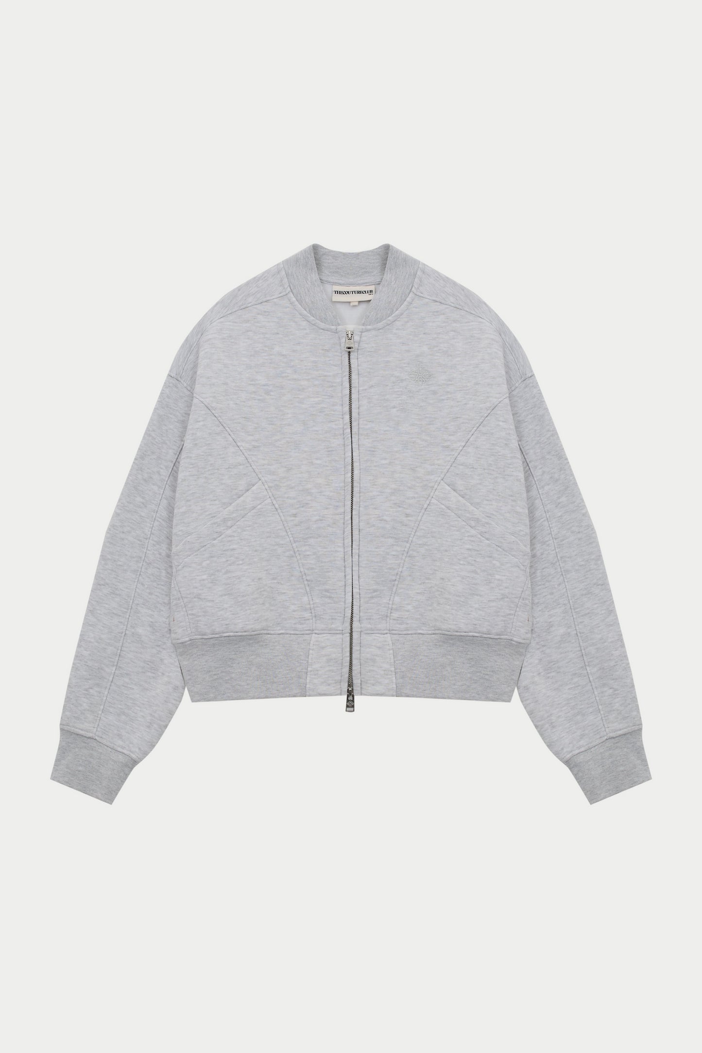 SEAM DETAIL OVERSIZED ZIP THROUGH BOMBER - GREY MARL