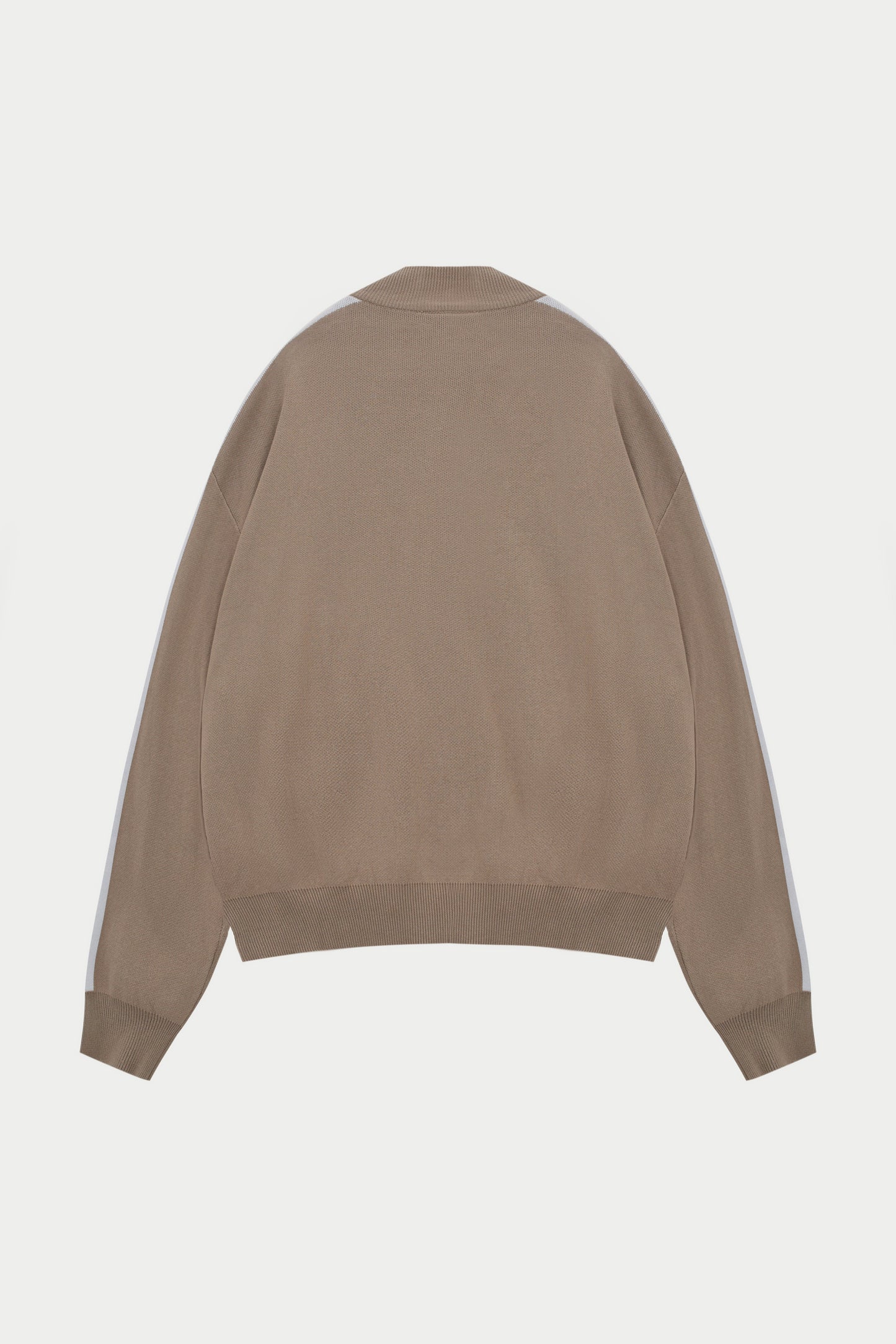 SIDE STRIPE KNITTED TRACK JACKET - BEIGE