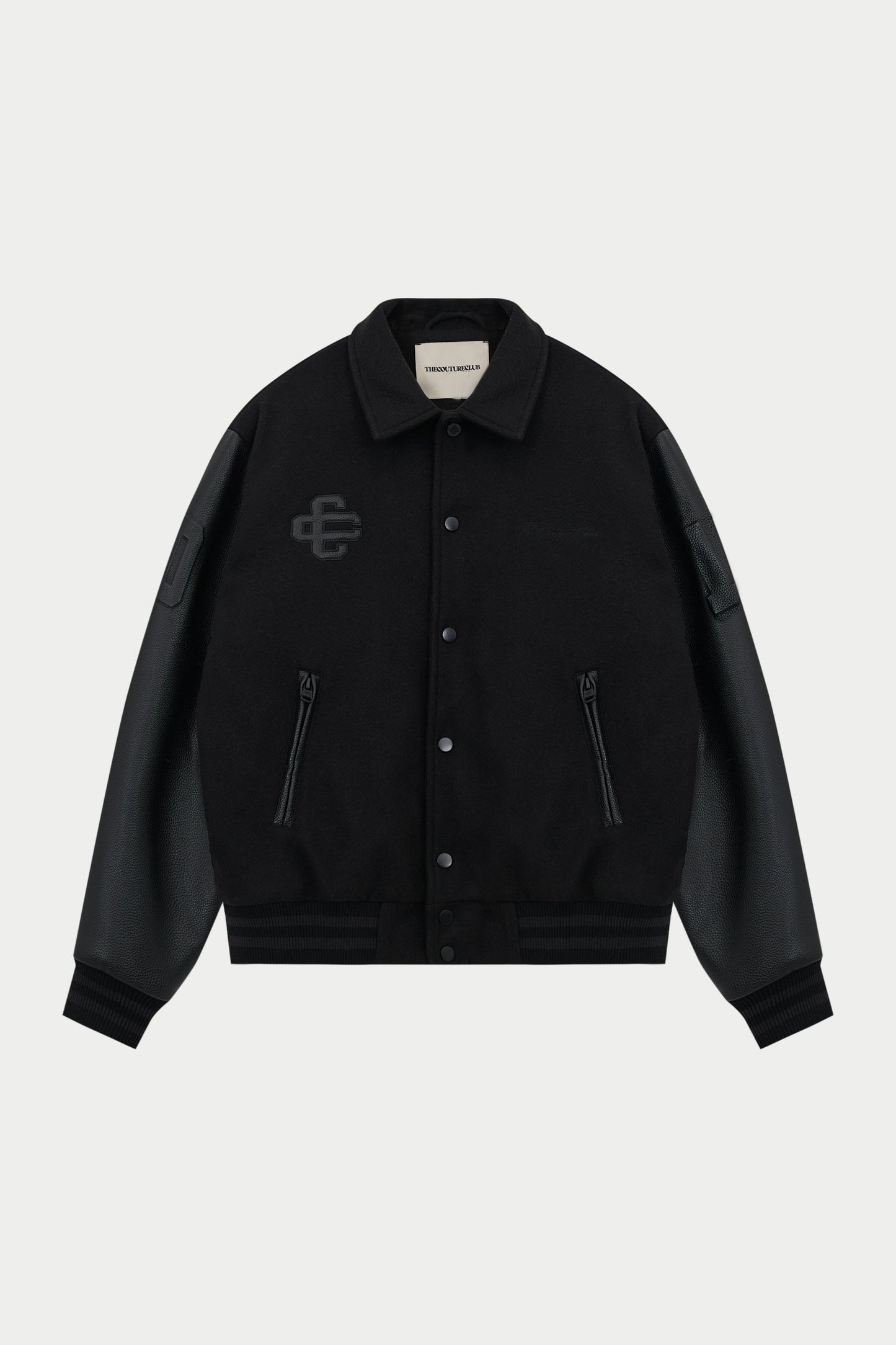 EMBLEM CHENILLE VARSITY JACKET - BLACK