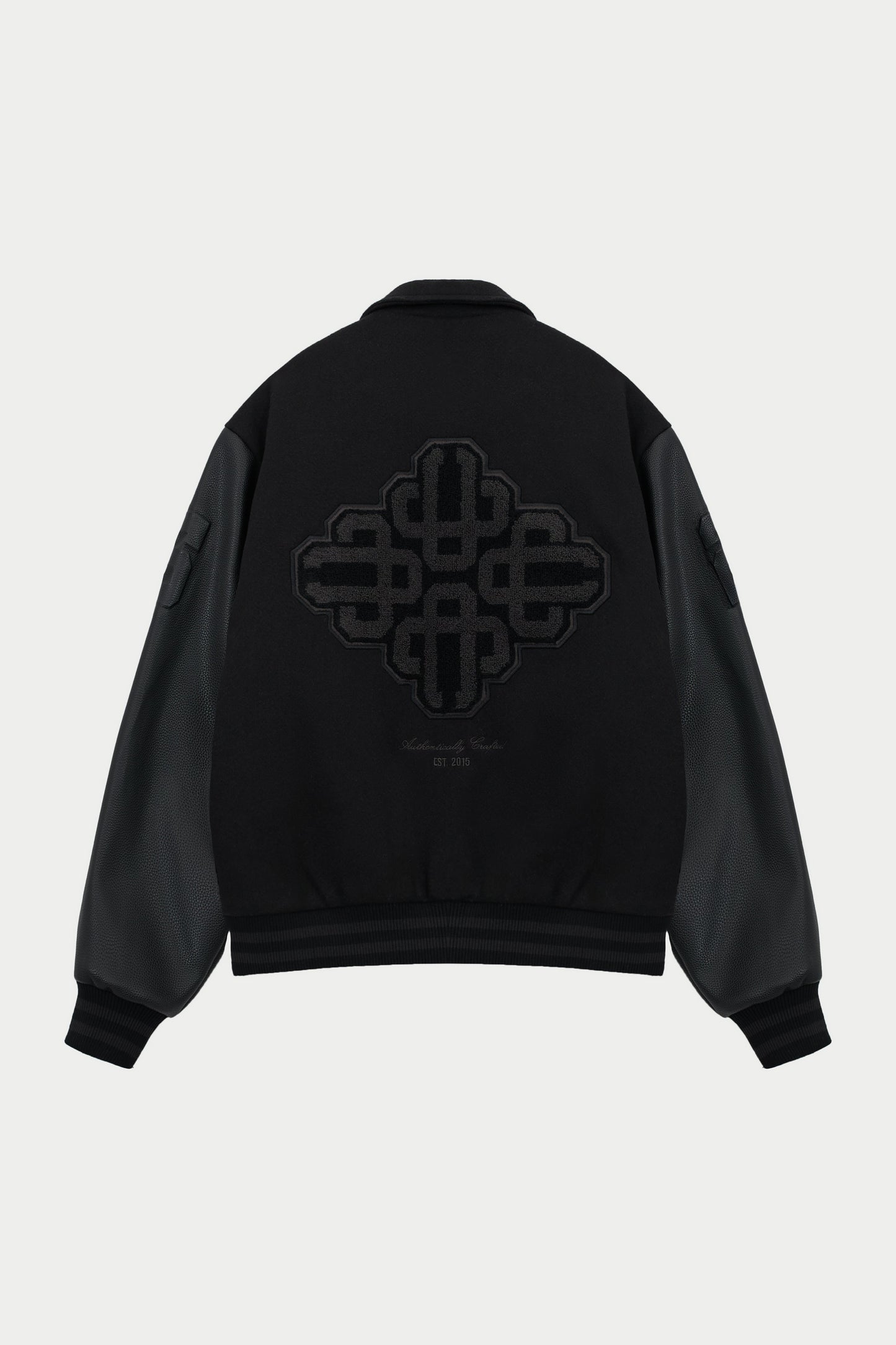 EMBLEM CHENILLE VARSITY JACKET - BLACK