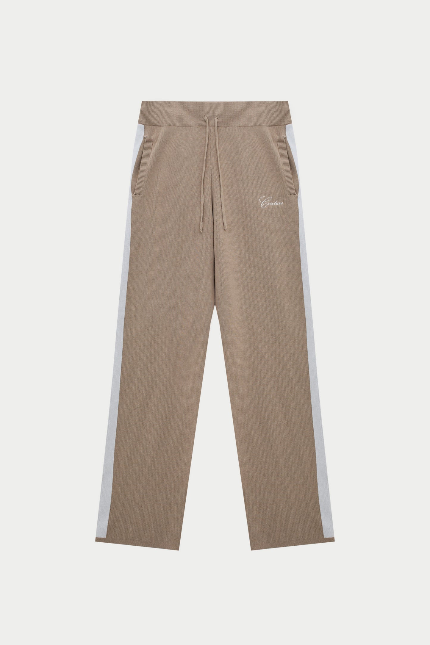 SIDE STRIPE KNITTED JOGGER - BEIGE
