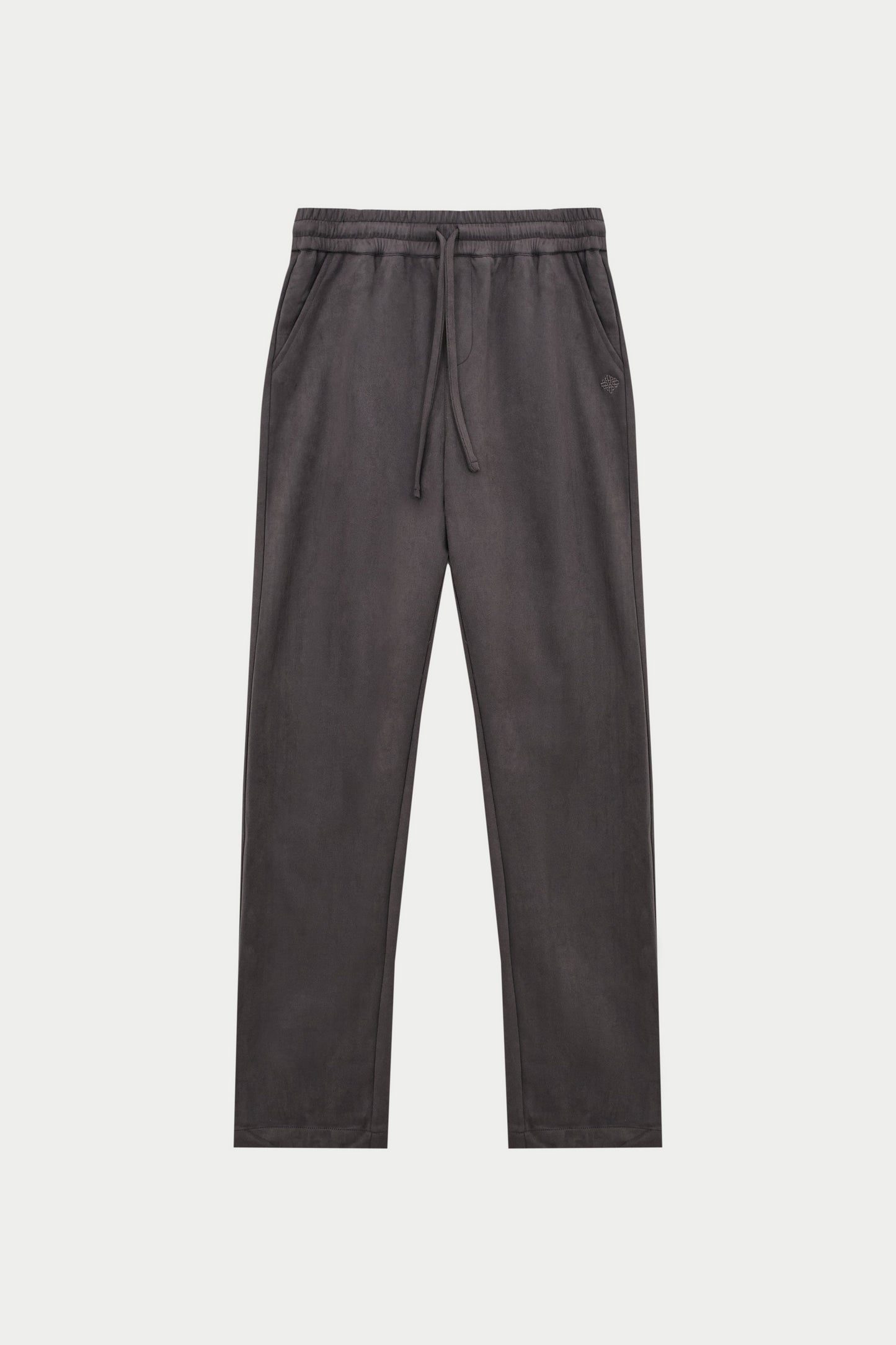 FAUX SUEDE STRAIGHT LEG PANTS - CHARCOAL