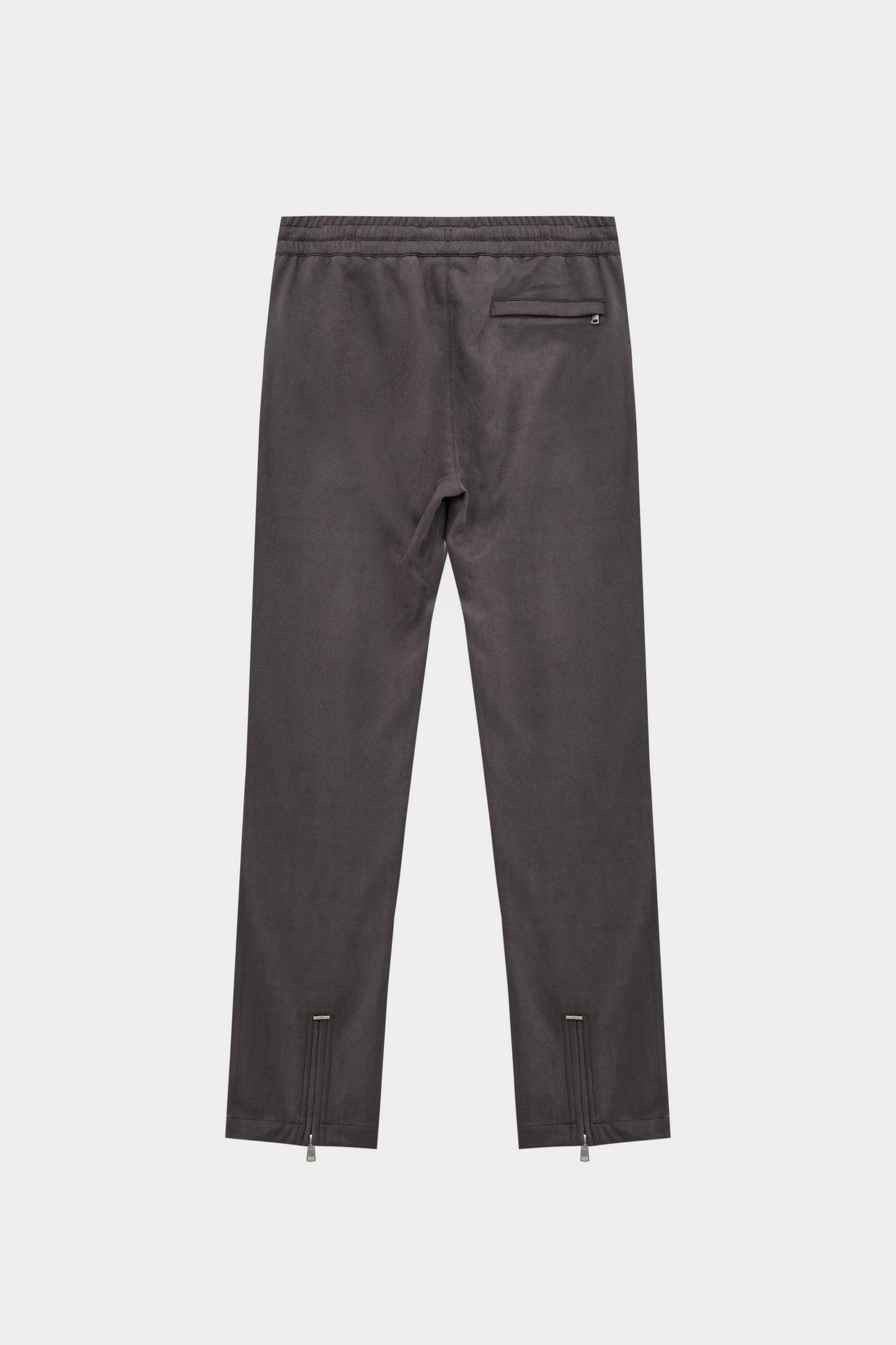 FAUX SUEDE STRAIGHT LEG PANTS - CHARCOAL