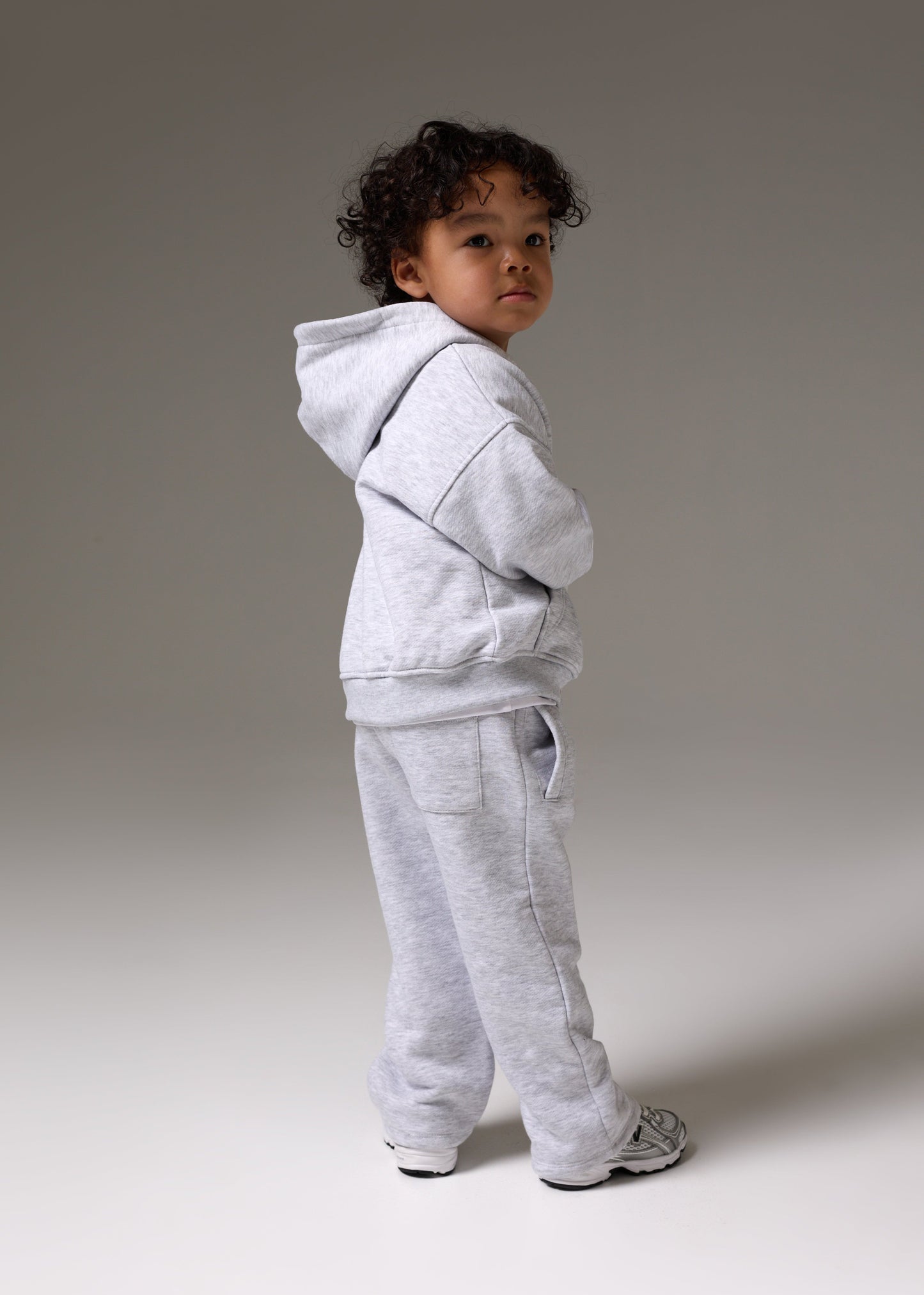 Kids Monogram Emblem Applique Joggers Marl in Grey