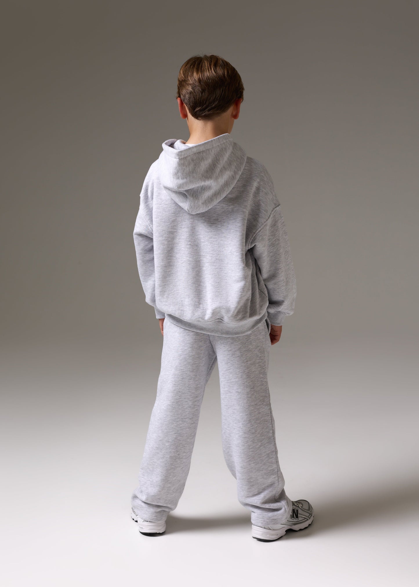 Junior Zip Through Emblem Applique Hoodie Marl in Grey