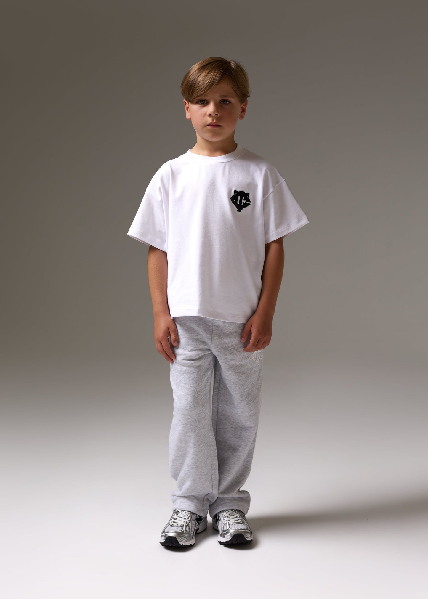 Junior Emblem Applique Joggers Marl in Grey
