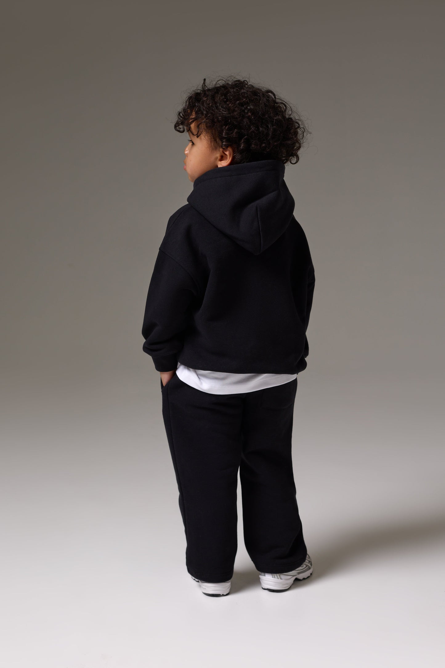 KIDS MONOGRAM EMBLEM APPLIQUE HOODIE - BLACK