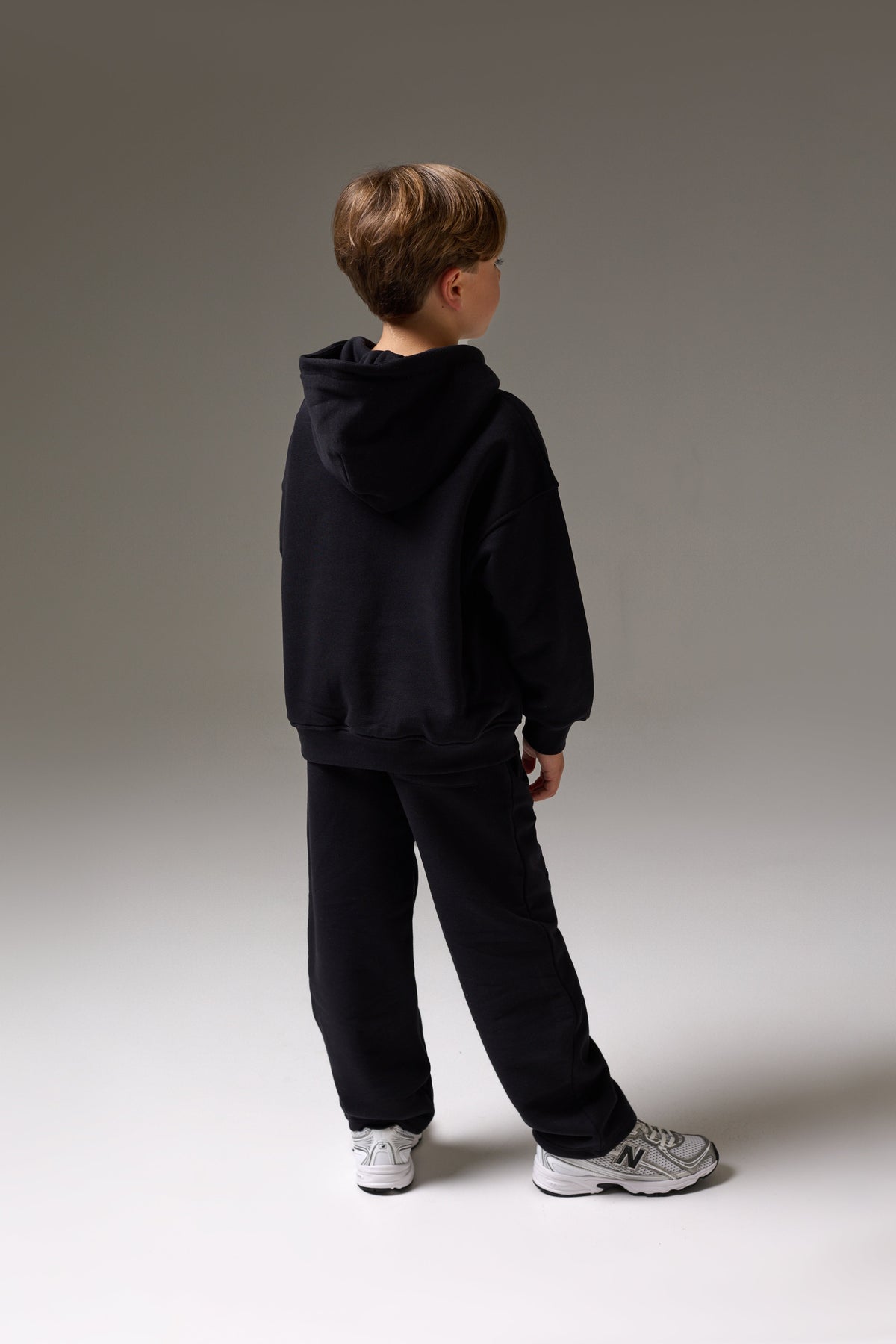 JUNIOR ZIP THROUGH EMBLEM APPLIQUE HOODIE - BLACK