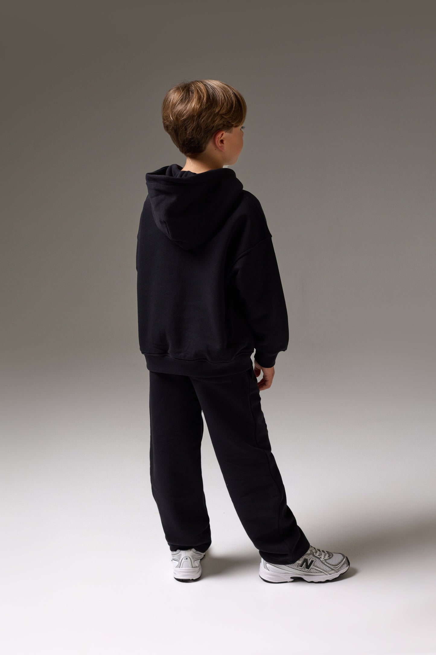 JUNIOR ZIP THROUGH EMBLEM APPLIQUE HOODIE - BLACK