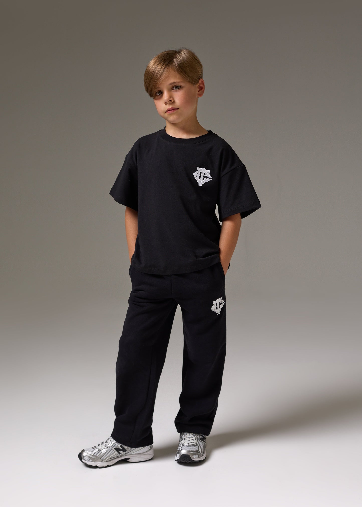 Junior Monogram Emblem Applique T Shirt in Black