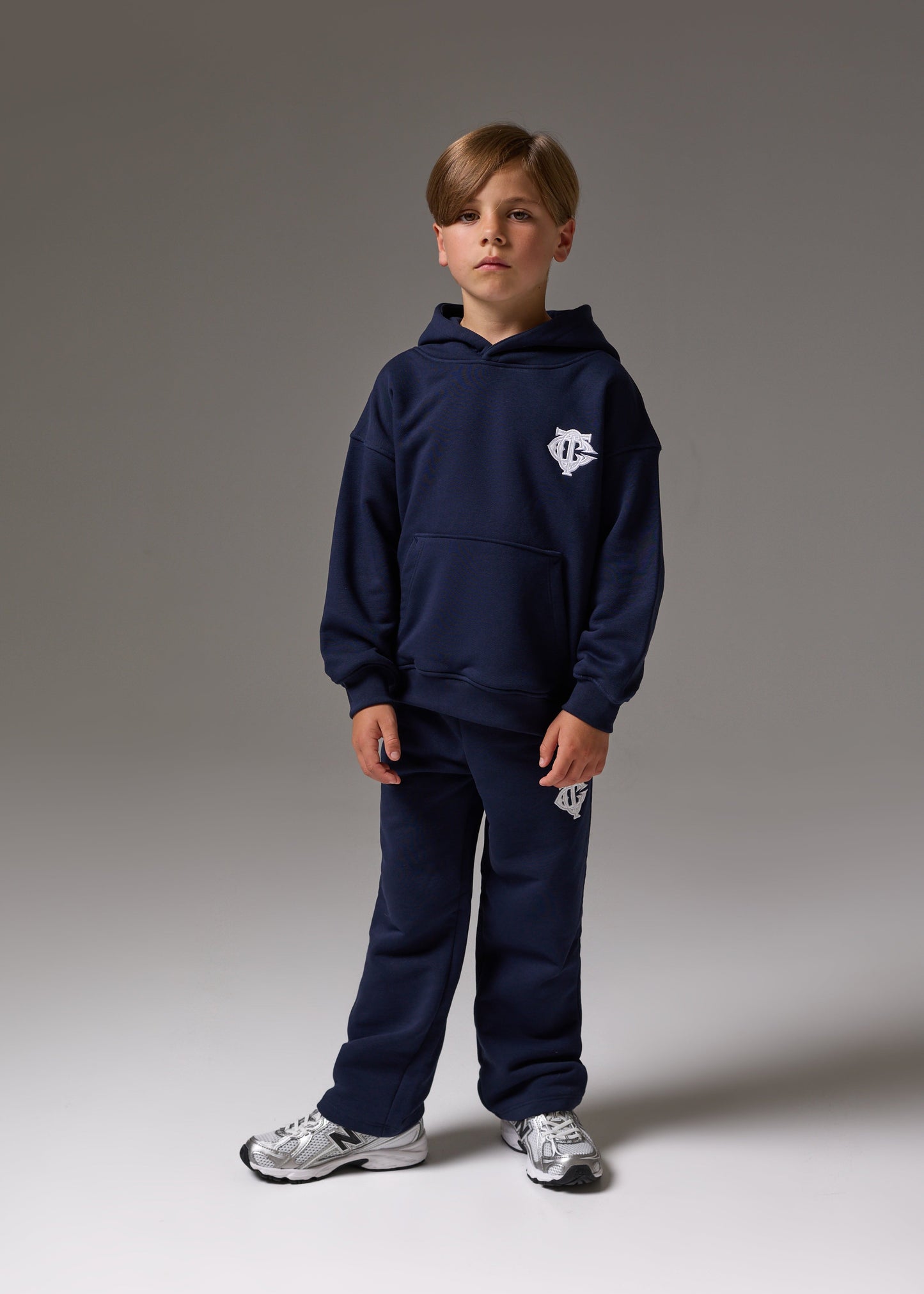 Junior Emblem Applique Hoodie in Blue