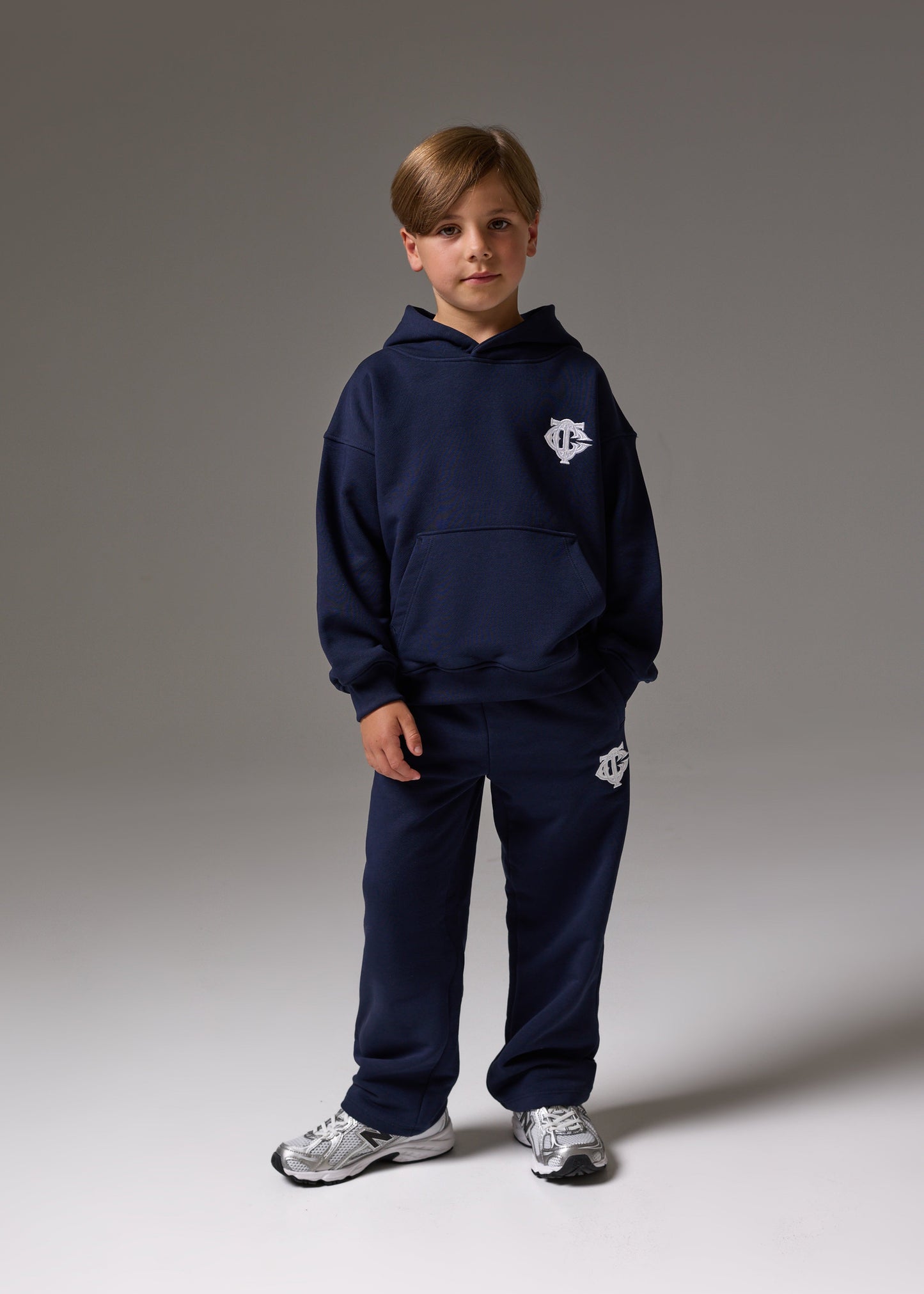 Junior Emblem Applique Hoodie in Blue