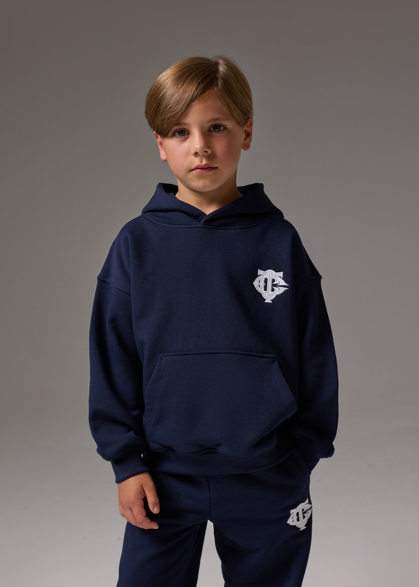 Junior Emblem Applique Hoodie in Blue