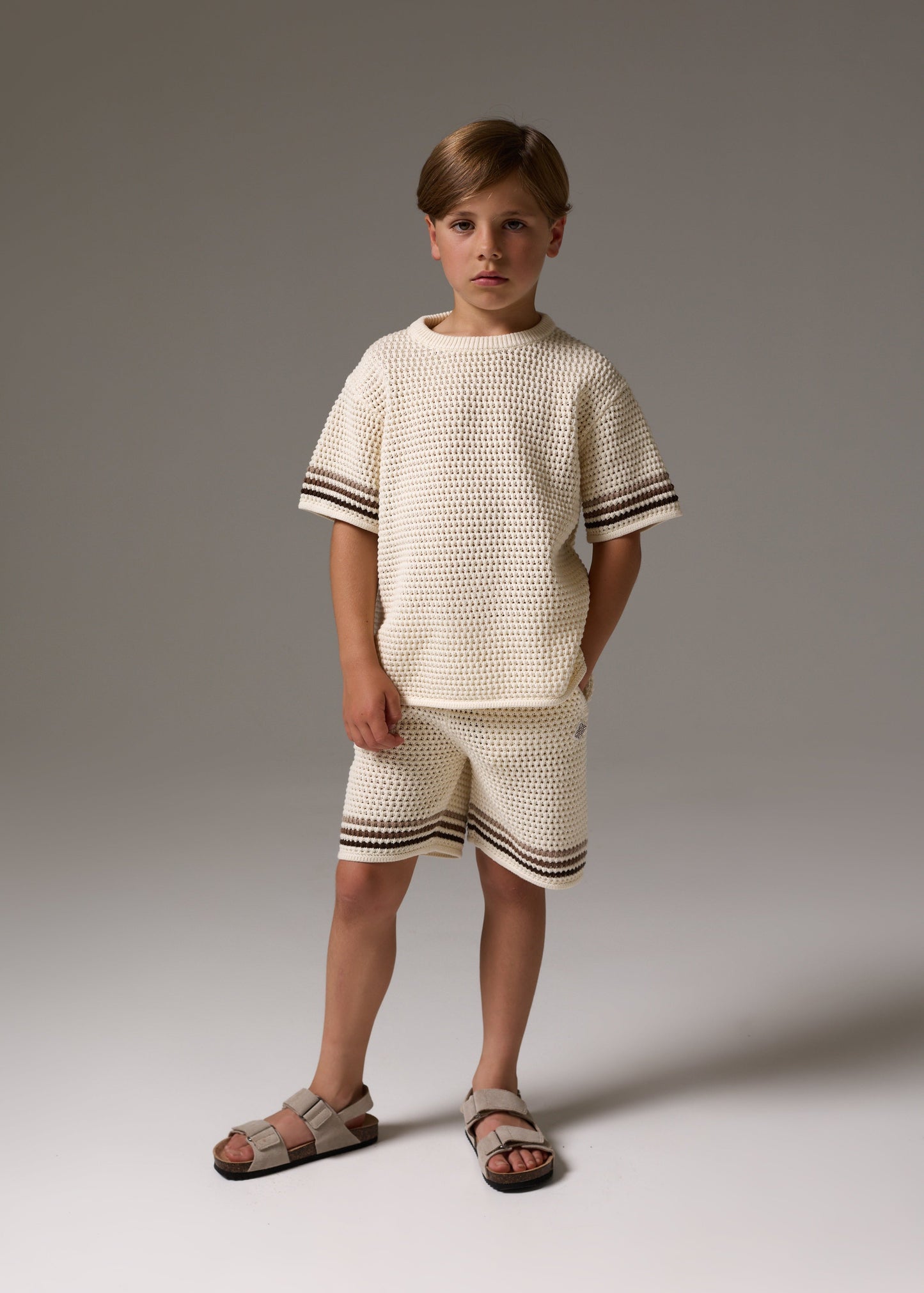 Junior Stripe Crochet Knit T Shirt