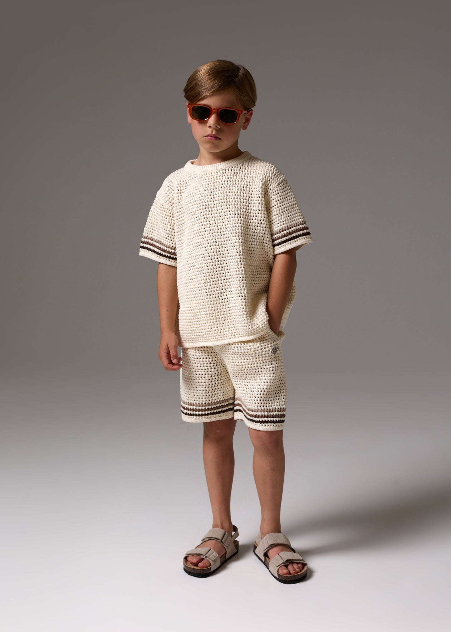 Junior Stripe Crochet Knit T Shirt