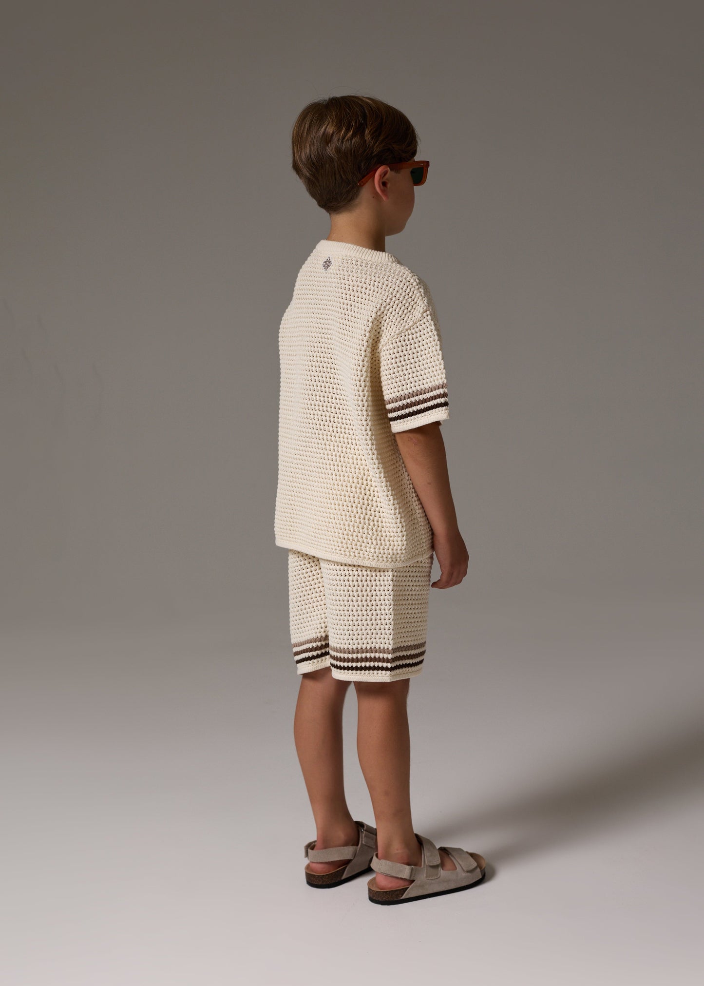 Junior Stripe Crochet Knit Shorts