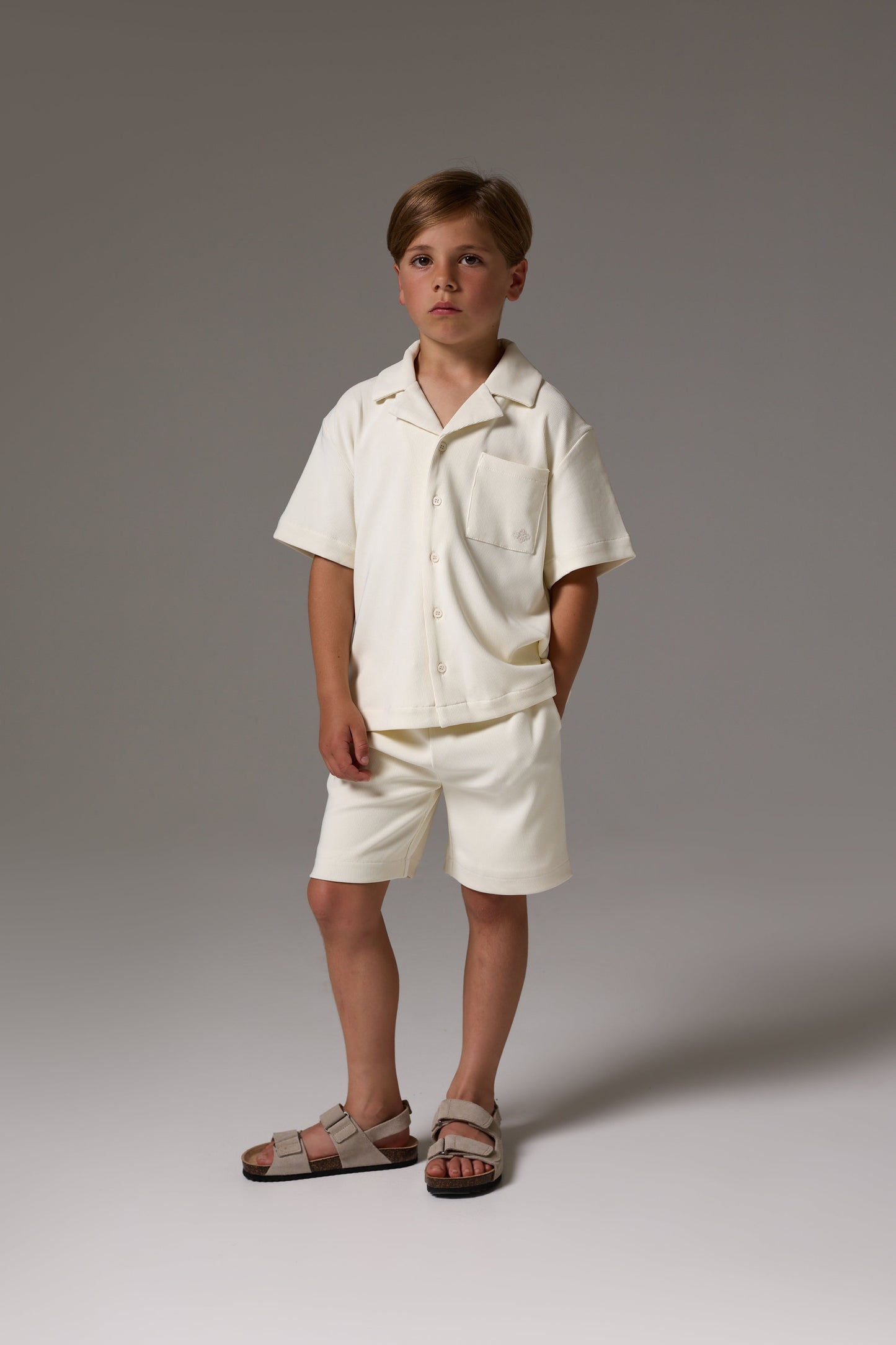 JUNIOR RIBBED SHORTS - STONE