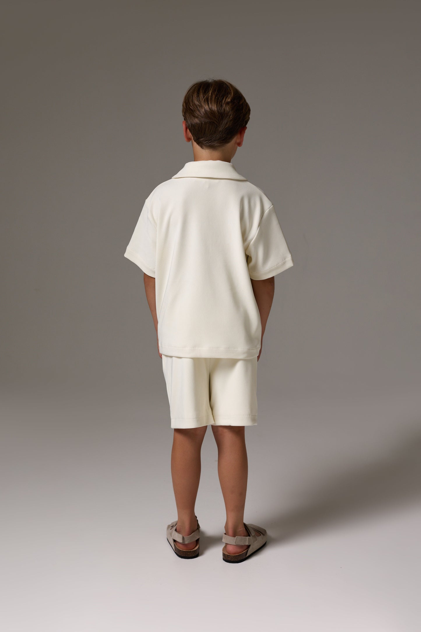 JUNIOR RIB BUTTON THROUGH SHIRT - STONE