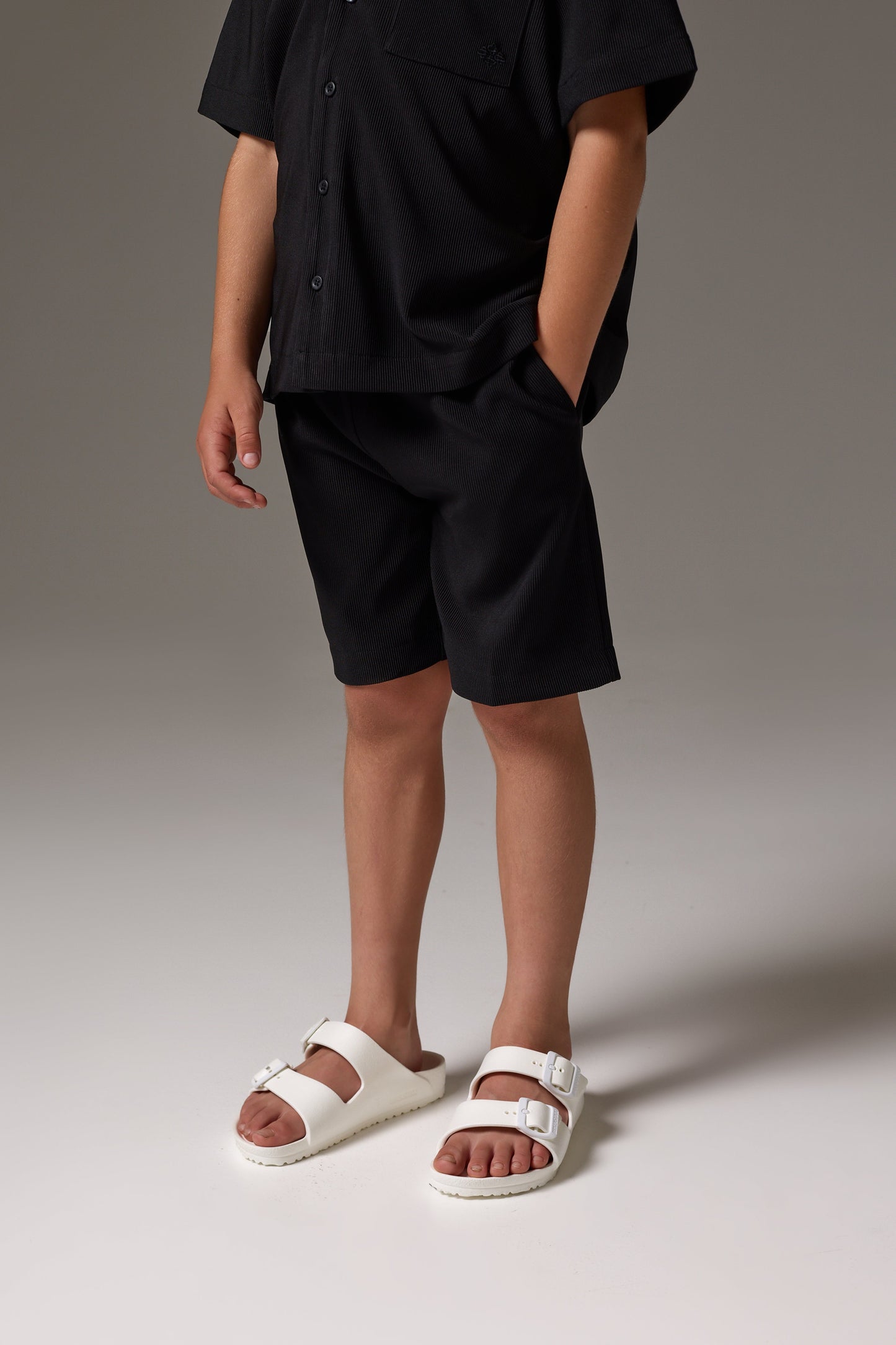 JUNIOR RIBBED SHORTS - BLACK