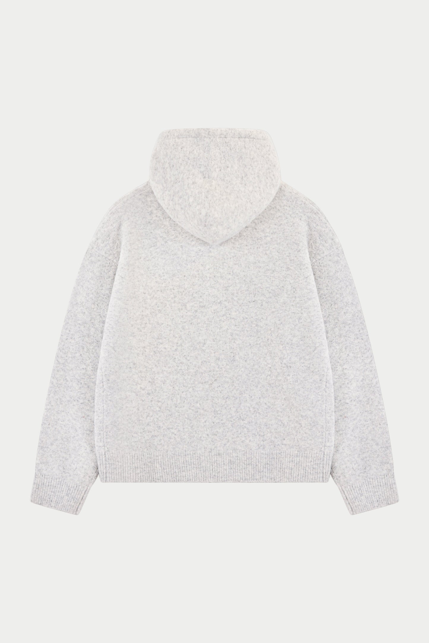 MONOGRAM FLUFFY KNIT ZIP THROUGH HOODIE - GREY MARL