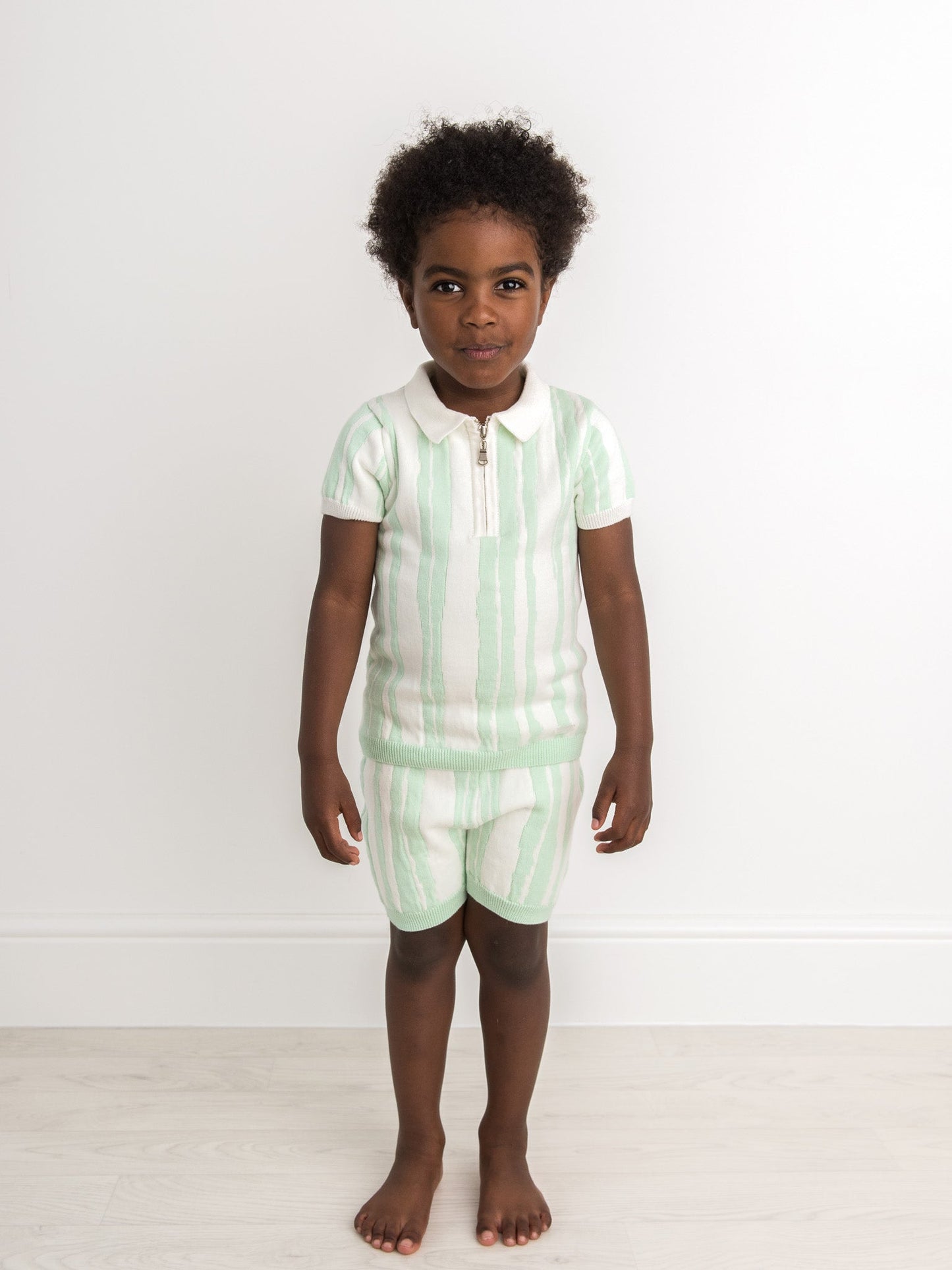 Caramelo Kids Knit Short Set in Green