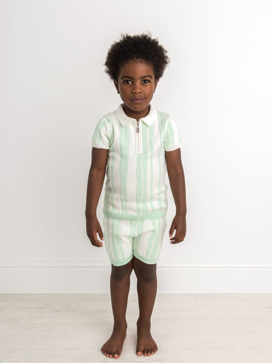 Caramelo Kids Knit Short Set in Green