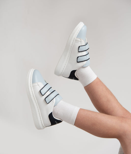 Caramelo Kids White Contrast Strap Trainers - Rose & Albert