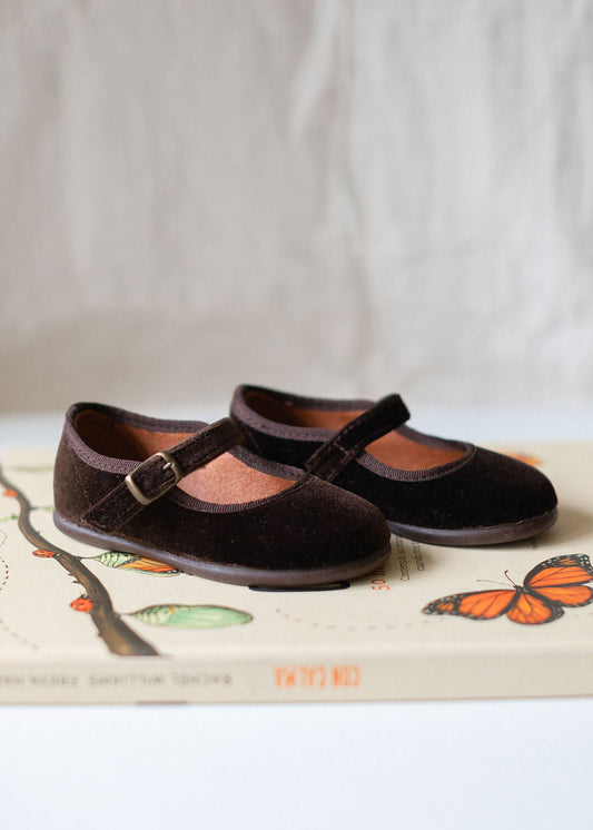 Mary Jane Velvet Deluxe in Chocolate Brown