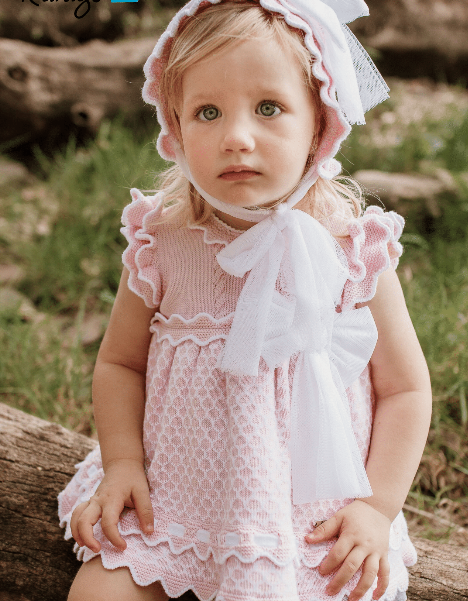 Rahigo Pink Knit Tulle Bonnet - Rose & Albert