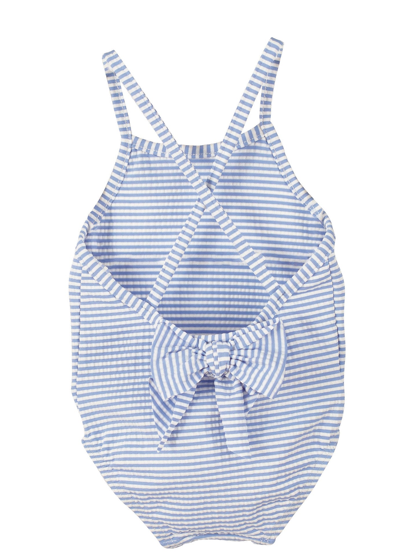 Calamaro Baby Blue Striped Swim Costume - Rose & Albert