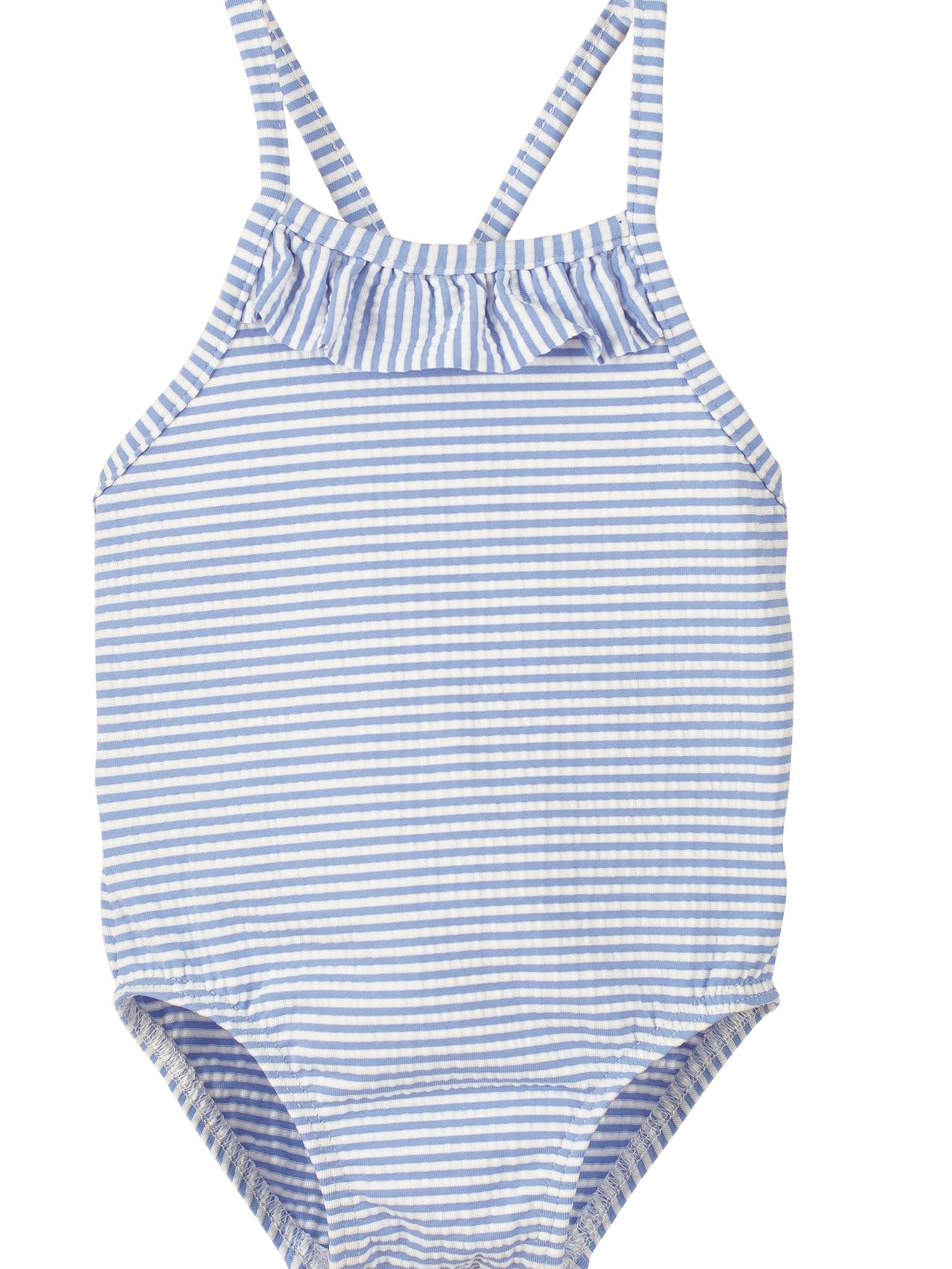 Calamaro Baby Blue Striped Swim Costume - Rose & Albert