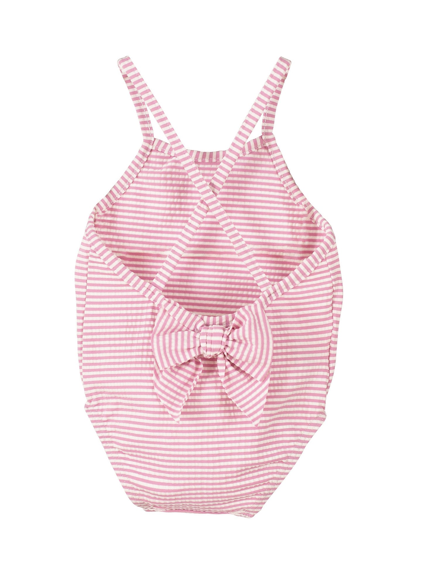 Calamaro Baby Pink Striped Swim Costume - Rose & Albert