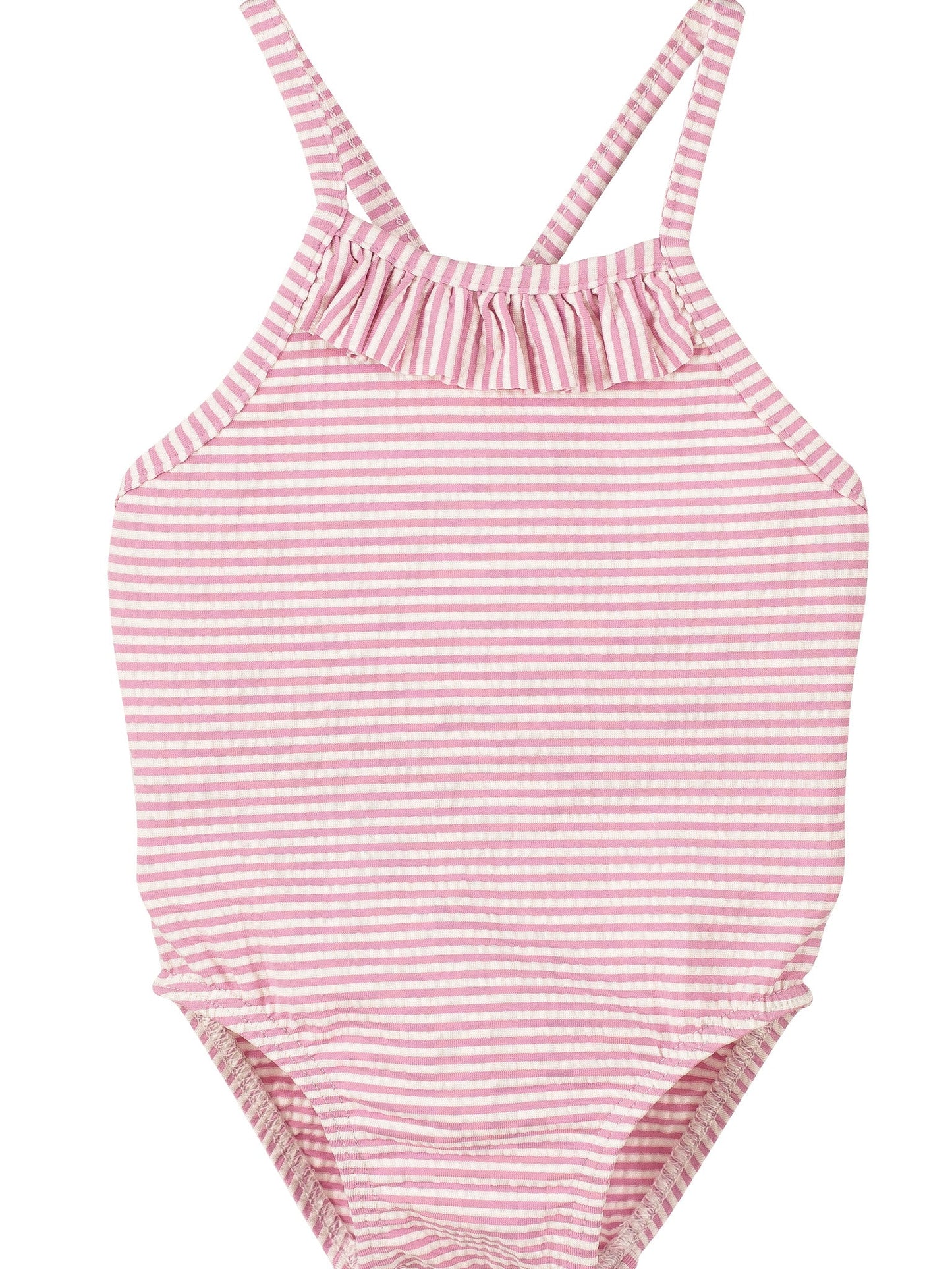 Calamaro Baby Pink Striped Swim Costume - Rose & Albert