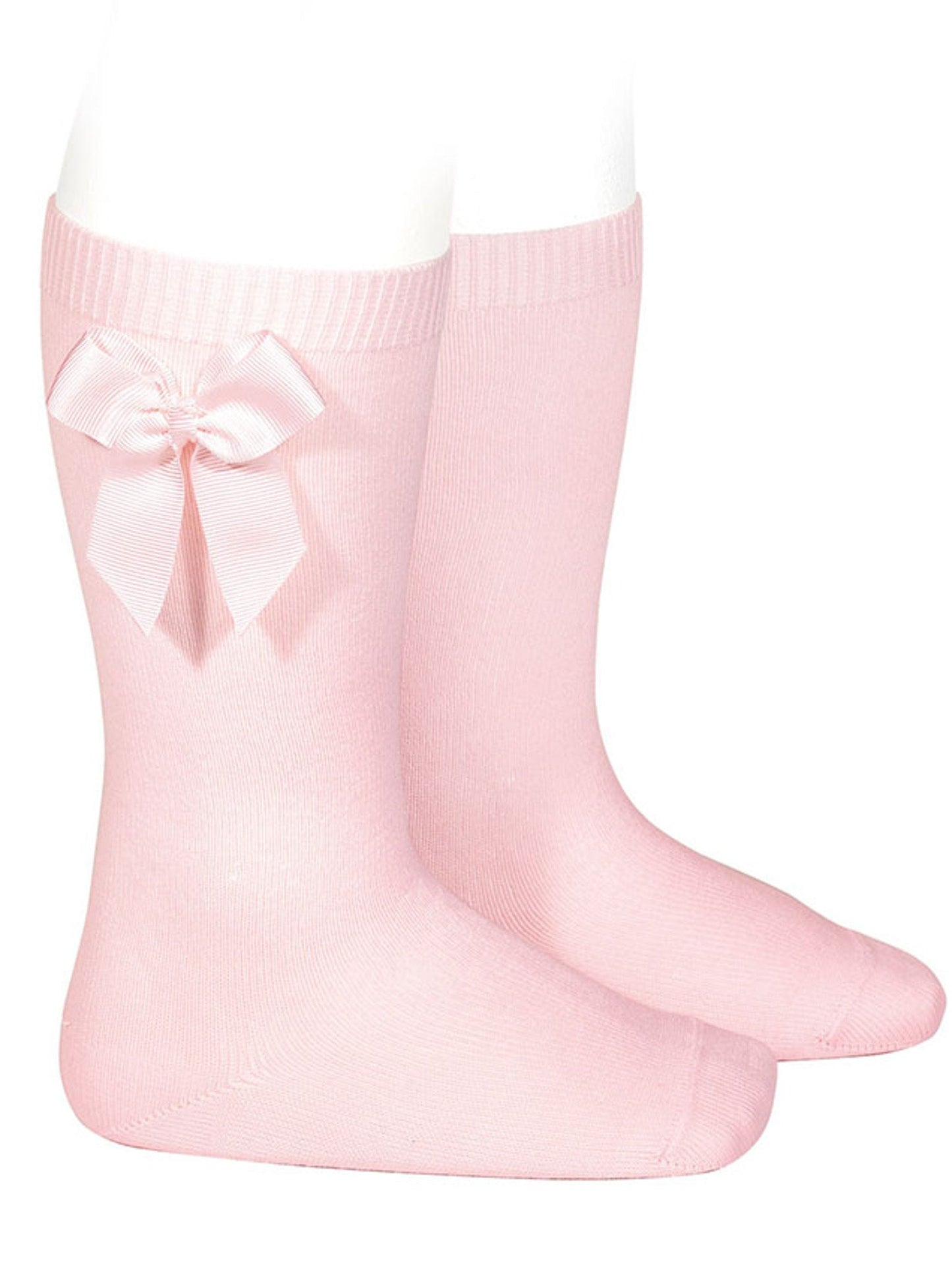 Condor baby pink satin bow knee socks - Rose & Albert