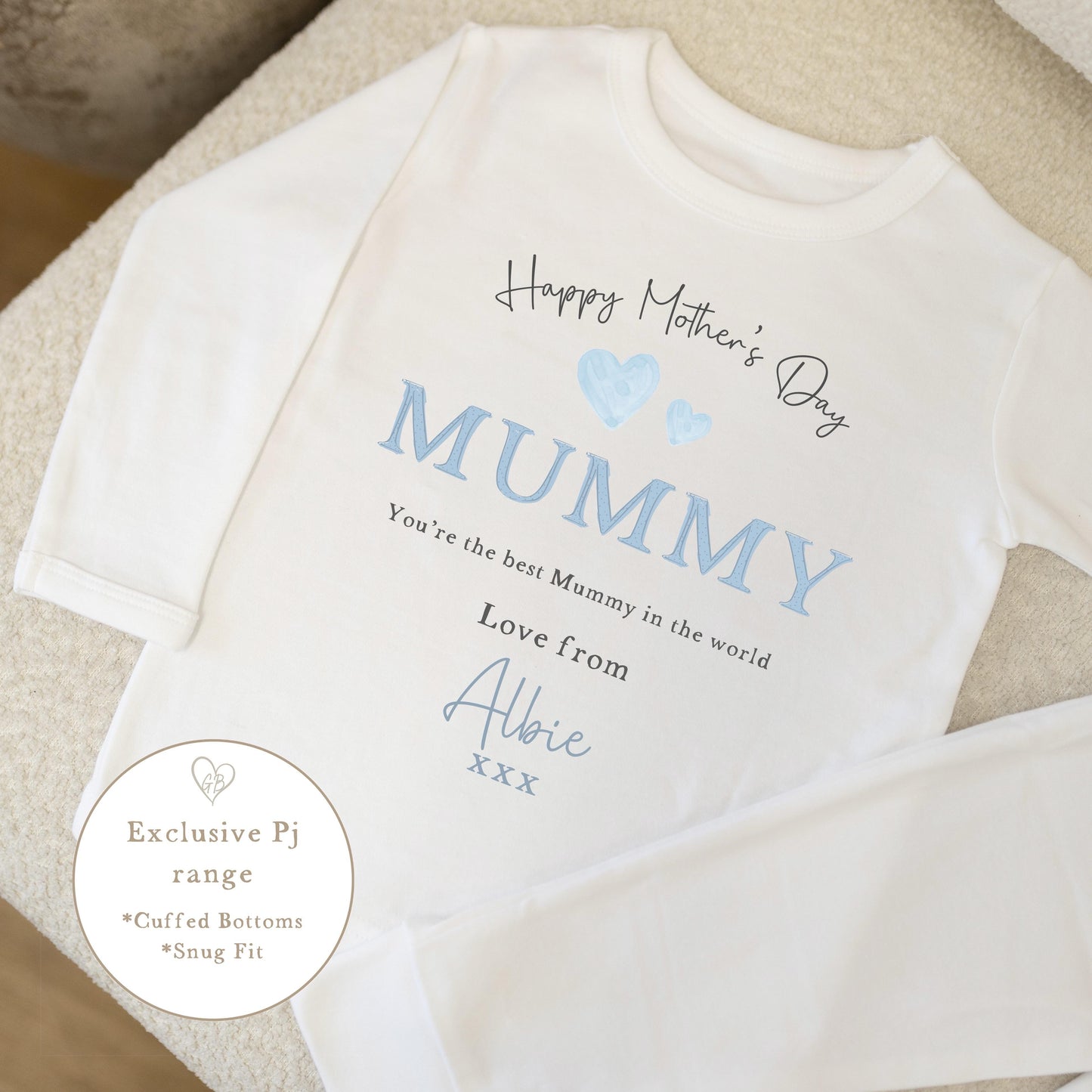 Personalised Mother's Day Pyjamas - Blue Word Design
