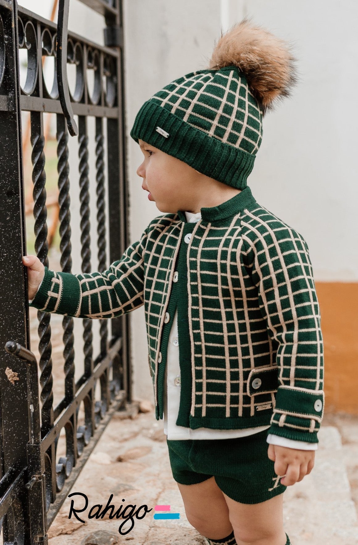 Rahigo Bottle Green 3 piece knitted short set - Rose & Albert