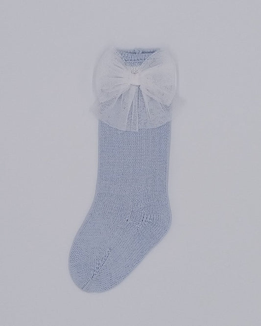 Rahigo Camel & Cream Tulle Bow Knitted Socks - Rose & Albert