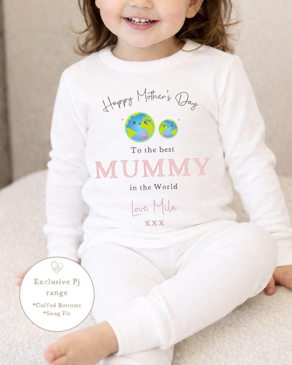 Personalised Mother's Day Pyjamas - Pink World Design