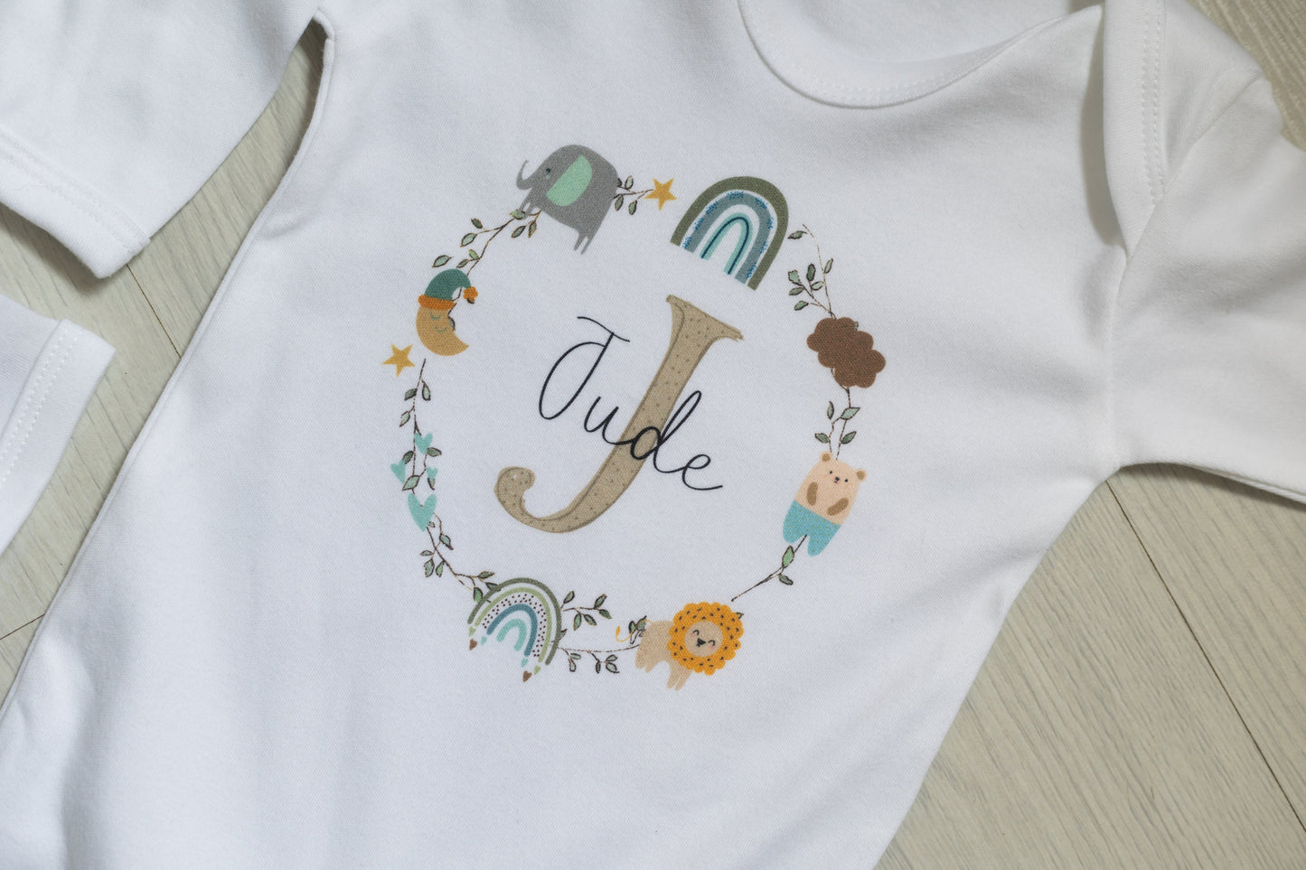 New Baby Gift Set - Blue Jungle Wreath Design